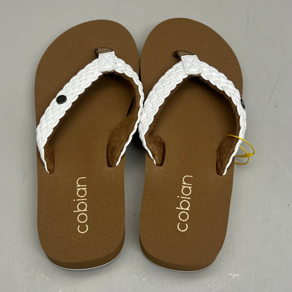COBIAN Braided Bounce Synthetic Leather Sandals Women's Sz 6 EU 35.5 White BRB10-100-6