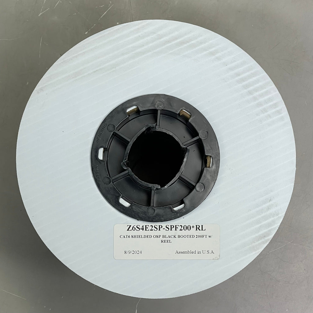 CAT6 Shielded OSP Black Booted Cable 200 ft Z6S4E2SP-SPF200*RL