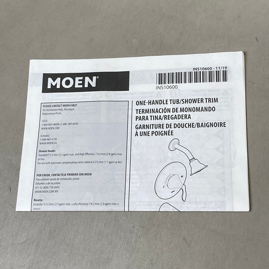 MOEN (3 Piece) Wynford Posi-Temp Shower Trim Kit 7.88"x7"x7" Chrome T4502