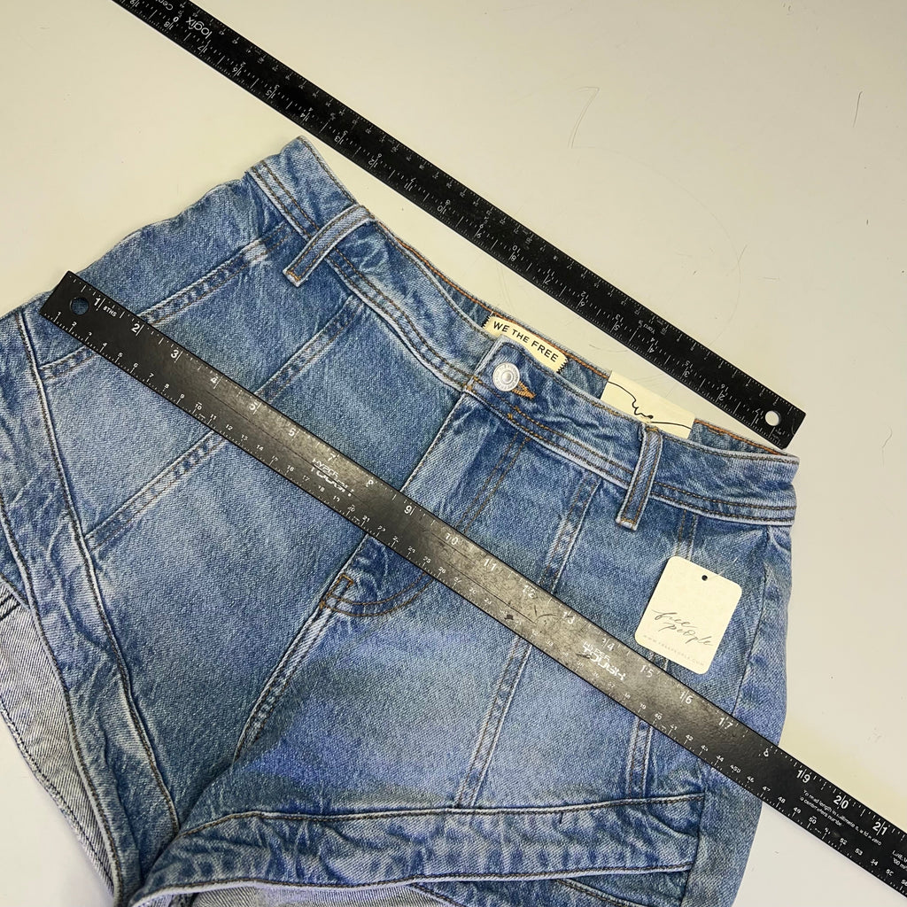 FREE PEOPLE CRVY Mona High-Rise Shorts  Women's Sz 29 Power Trip Blue 931600