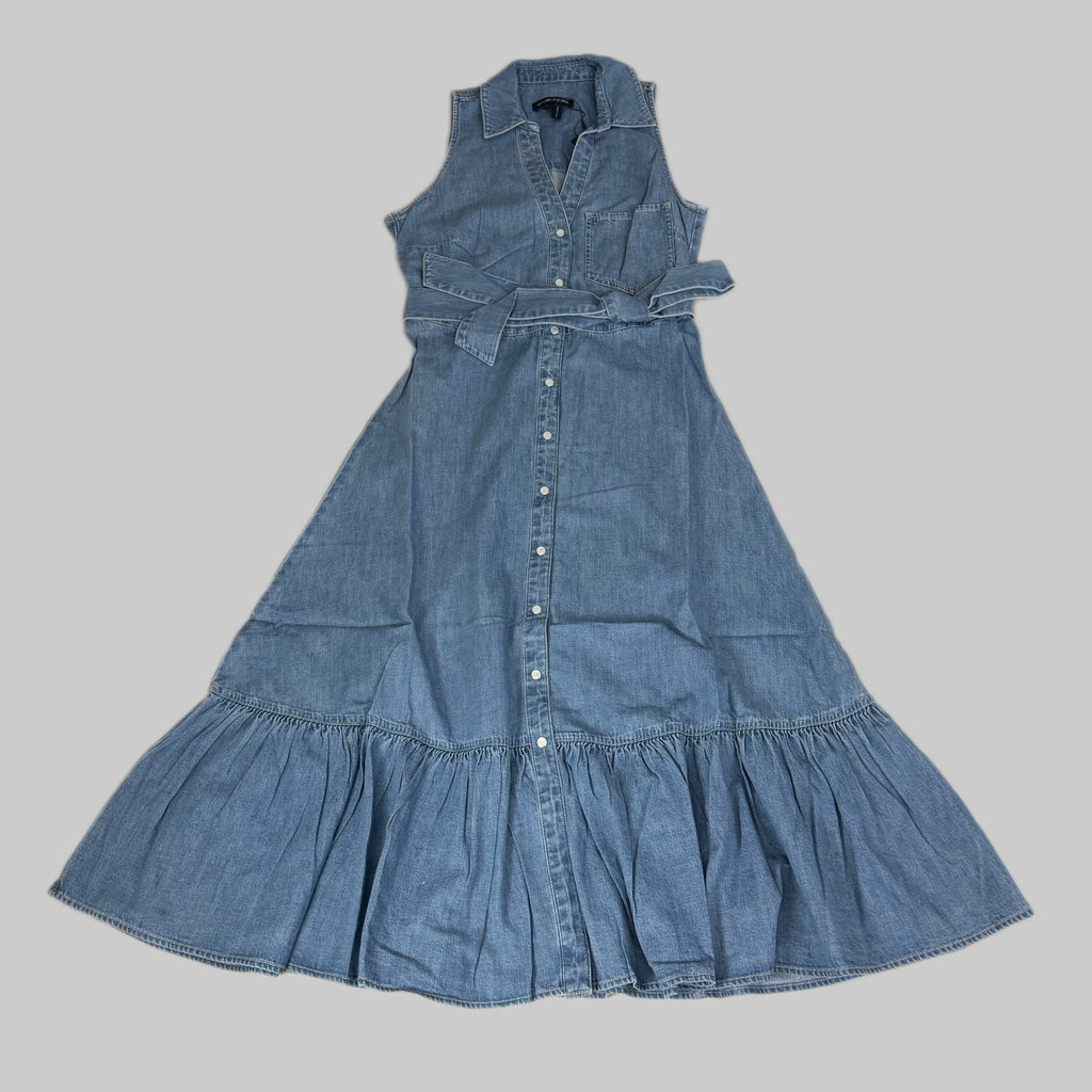 VERONICA BEARD Jeans Edwina Sleeveless Midi Dress Sz-12 Iceberg J24067101287IC