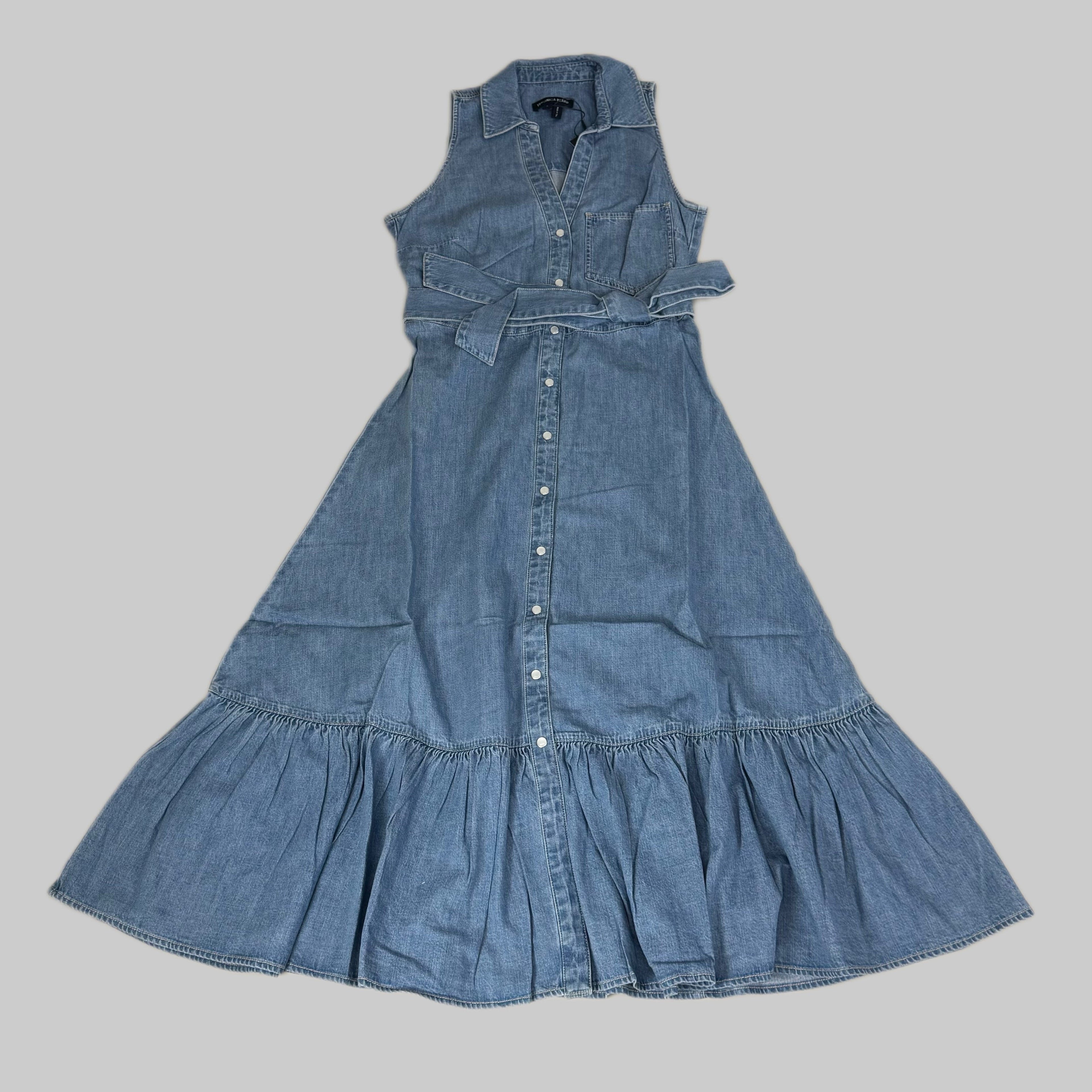 VERONICA BEARD Jeans Edwina Sleeveless Midi Dress Sz-12 Iceberg J24067101287IC