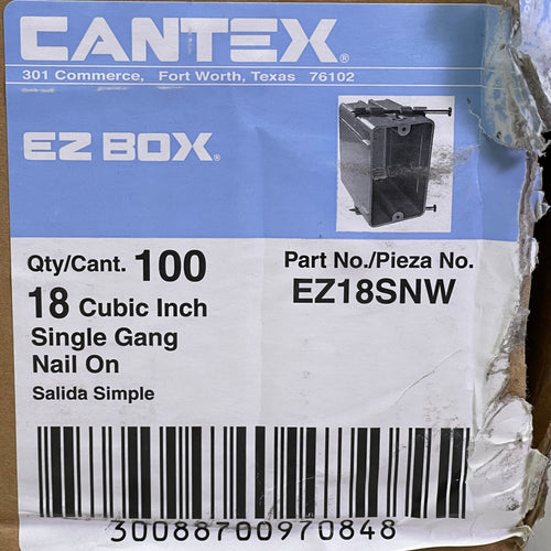 CANTEX (100 PACK) Switch/Outlet Box 18cu.in Grey EZ18SNW