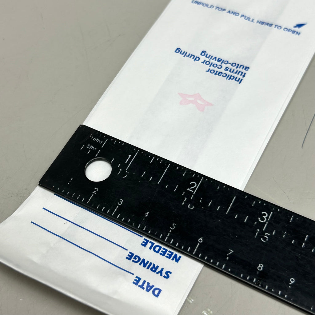 FOX CONVERTING  (1 Box, 1000 Bags) Tape Seal Sterilizing Bags 2.5"x1.5"x7.5" 150000101 (New Other- Distressed Packaging )