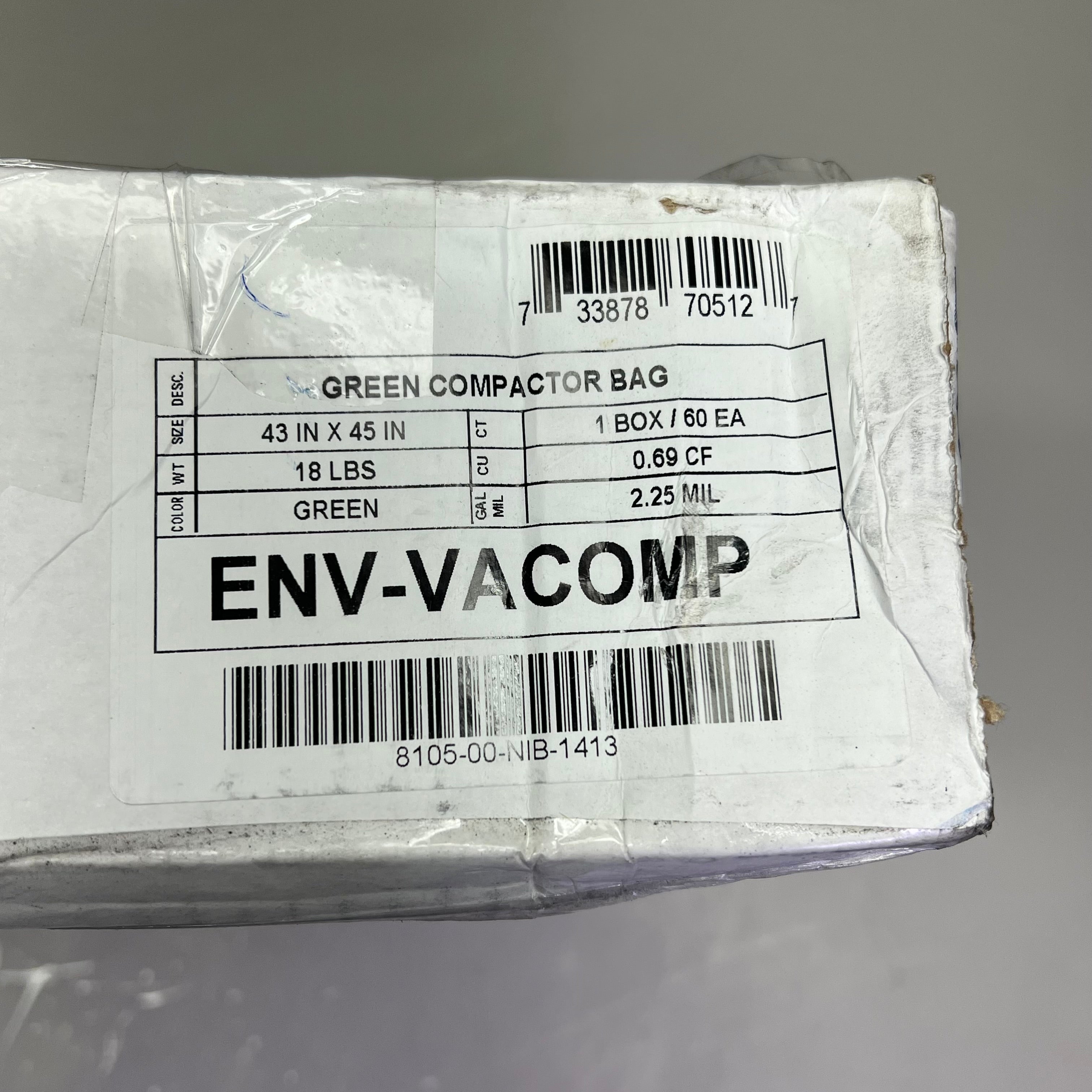 ENVISION (60 PACK) Green Compactor Bag Pro Performance Trash Bags 43"x45" Green ENV-VACOMP (As-is)