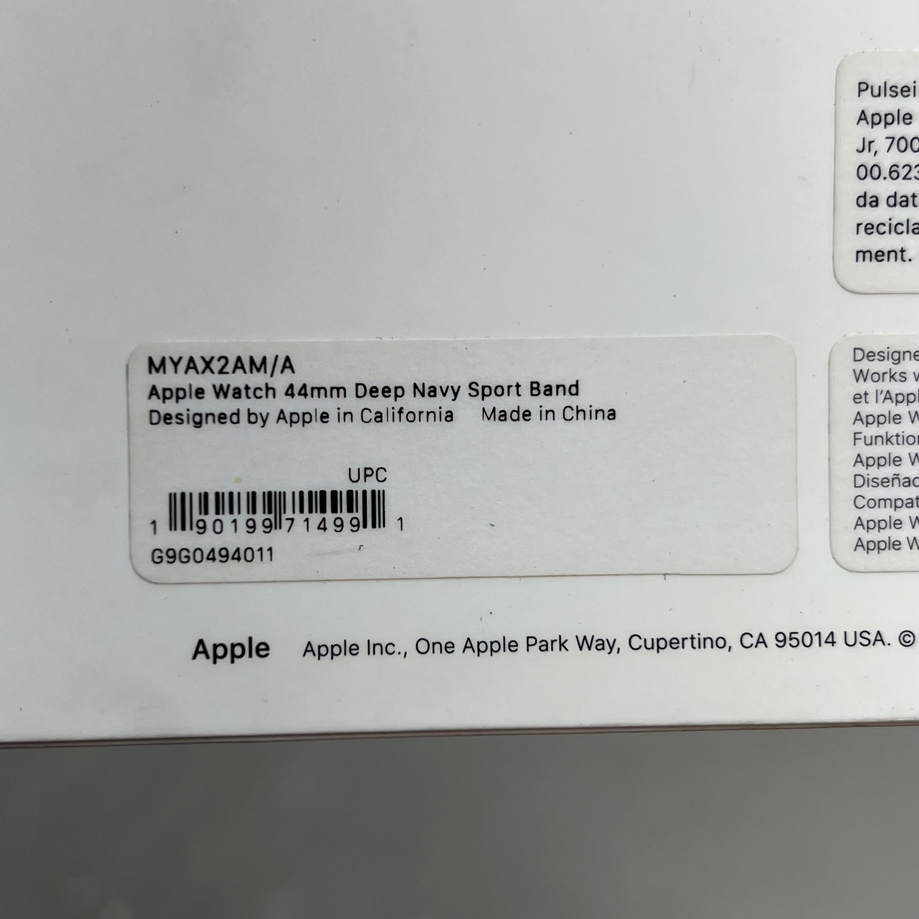 APPLE Sport Band For Apple Watch  44mm  Deep Navy MYAX2AM/A