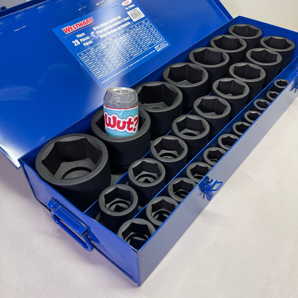WESTWARD Impact Socket Set 1" Drive, 27 Piece (7/8 to 3-1/2") Black 21WM43
