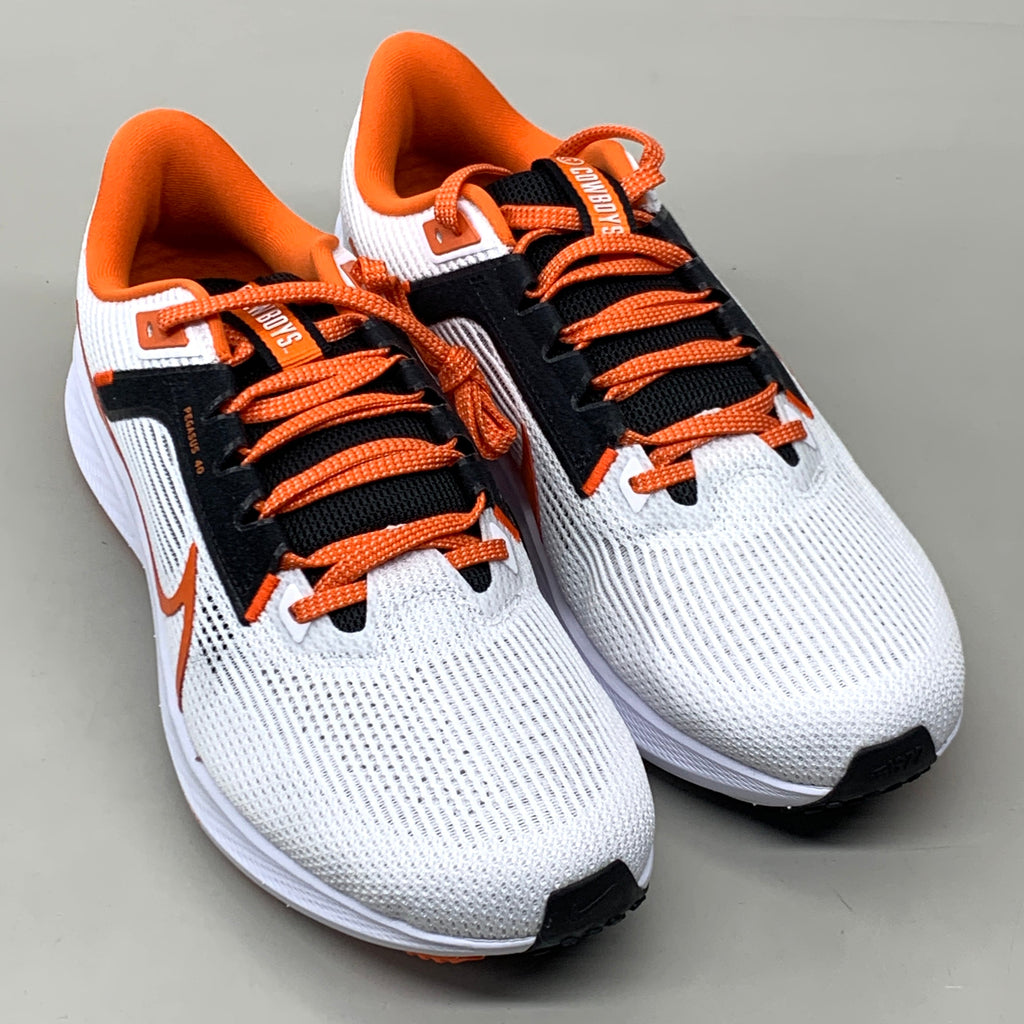 NIKE Zoom Pegasus 40 OK STATE White Shoes, Brilliant Orange & Black 11 W 9.5 M DZ5973-100