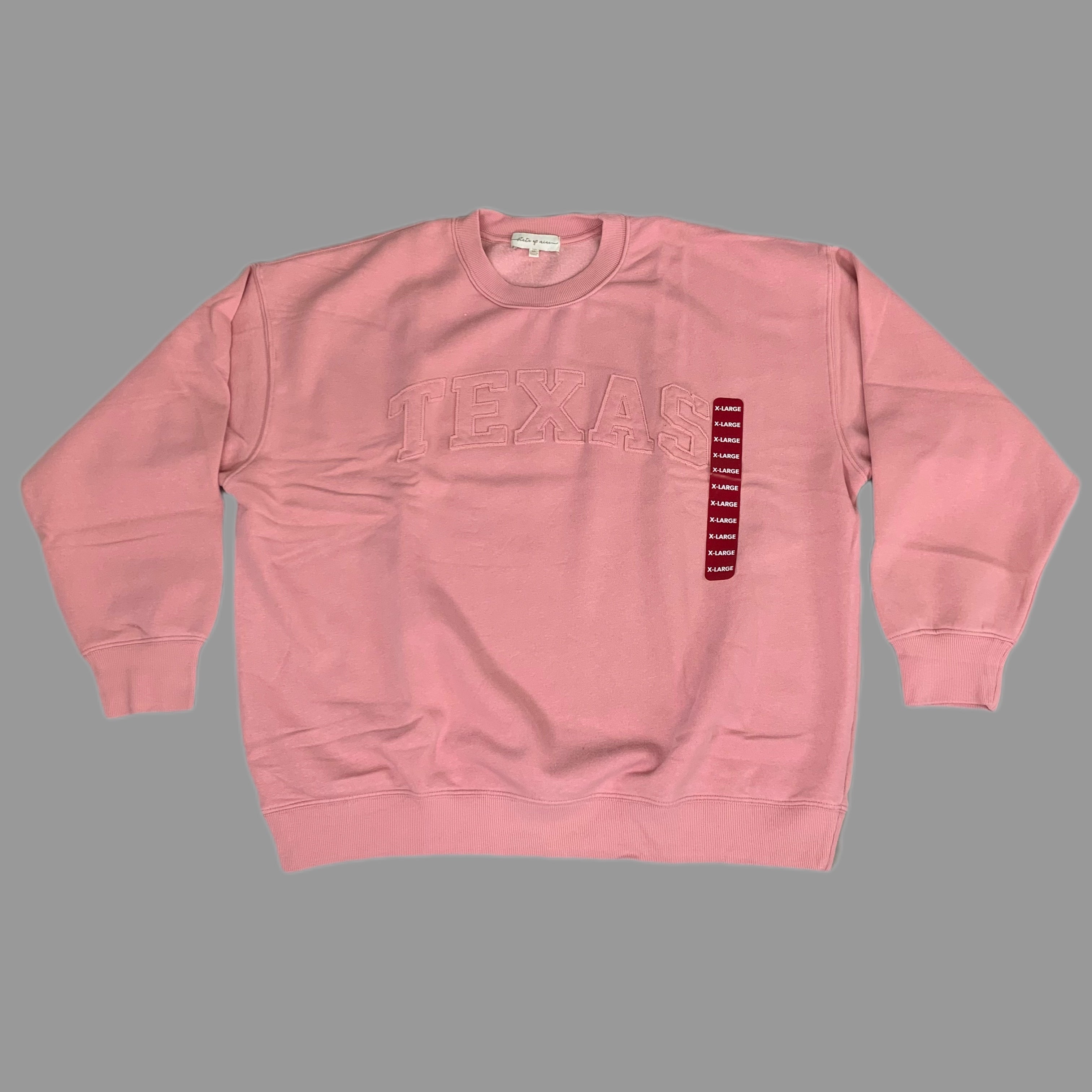 STATE OF MINE Women's Texas Print Sweatshirt Sz-XLarge Blush 15711