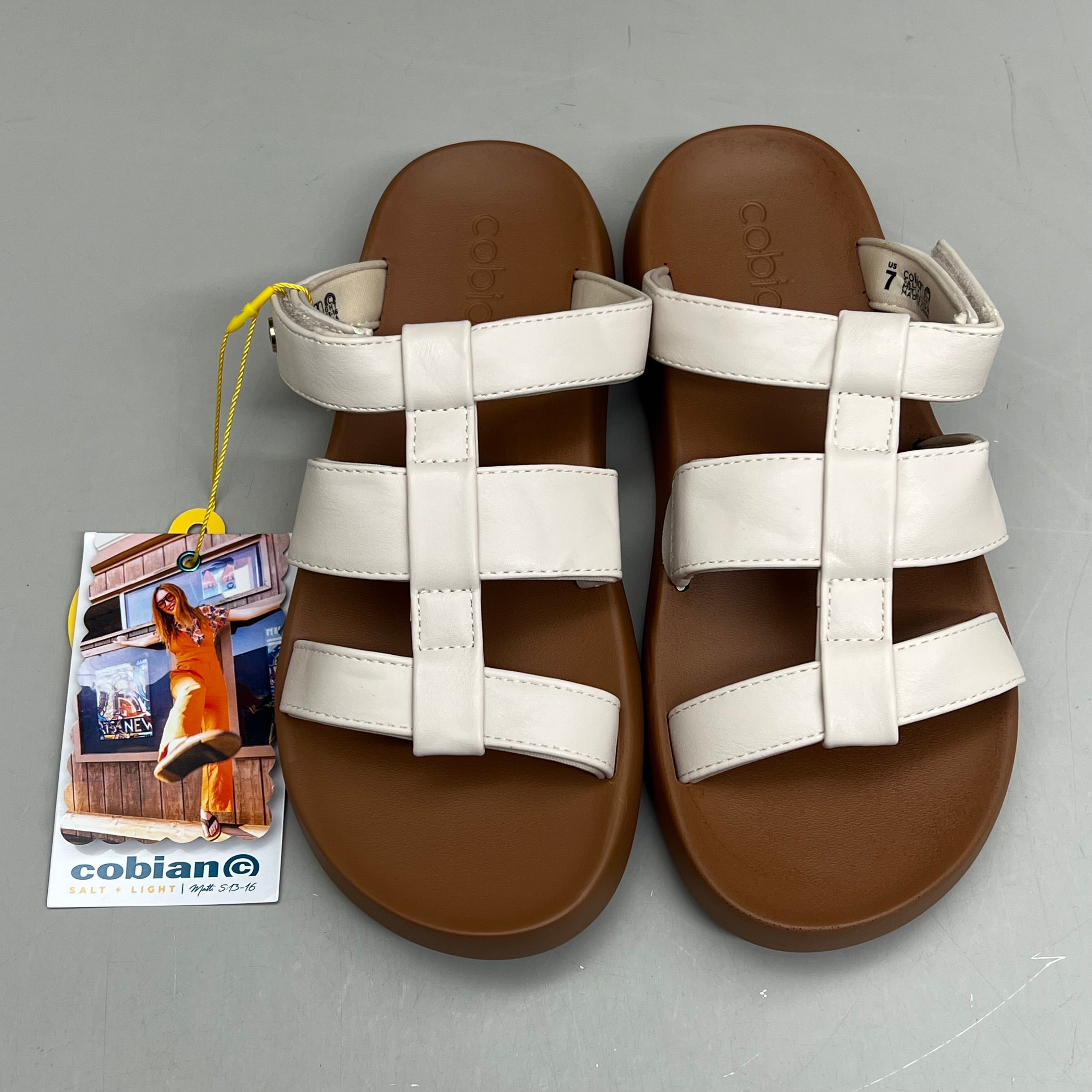 COBIAN Amalfi Synthetic Leather W/ Microfiber Lining Sandals Women's Sz 10, 41 EU Cream AMA25-110-10