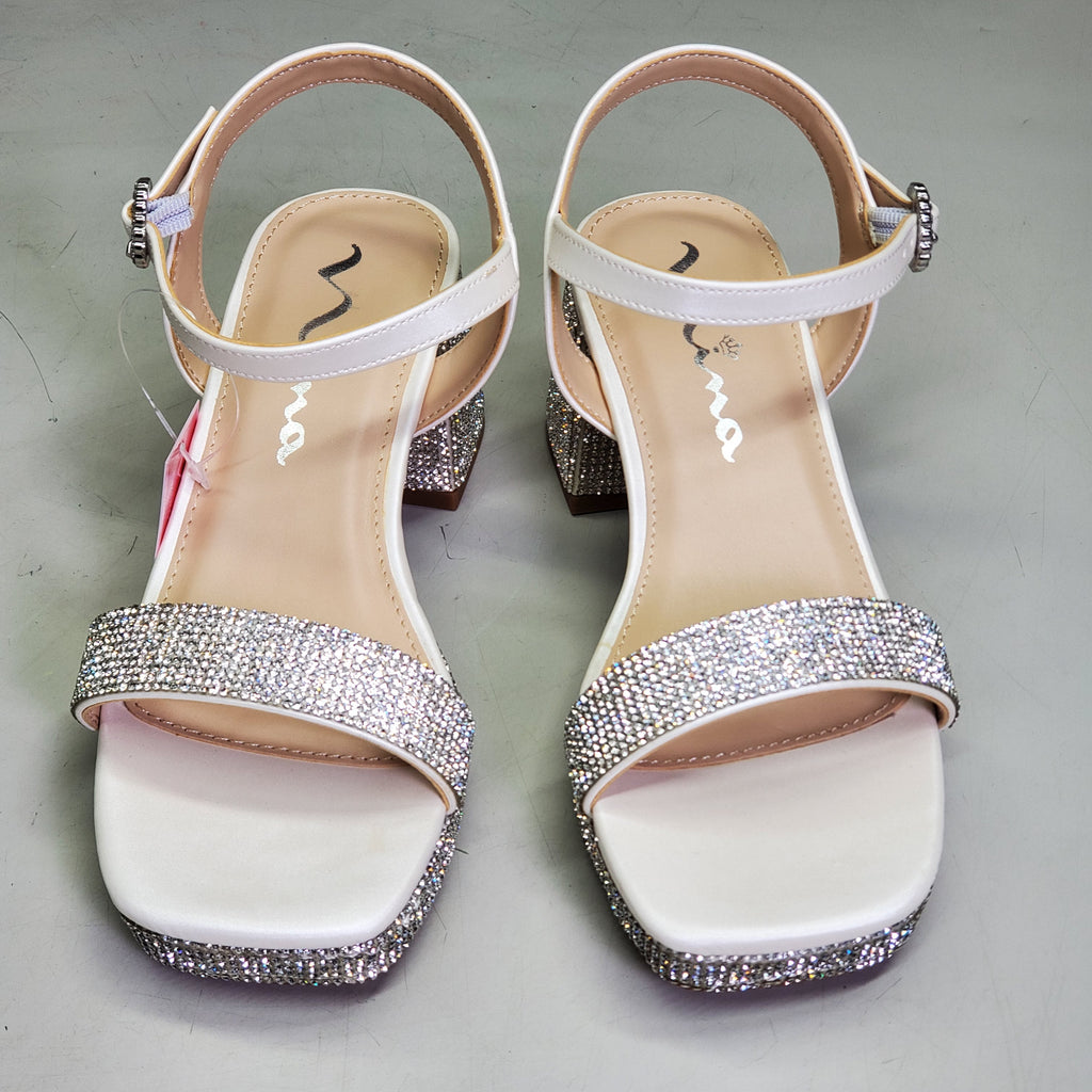 NINA Marysol Dress Sandals Girls SZ 1 M White Smooth / Stones K200652