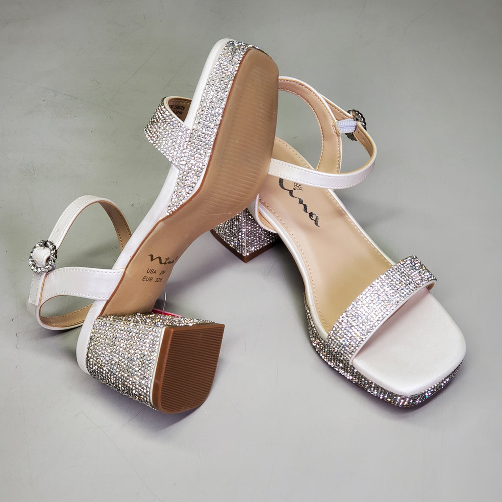 NINA Marysol Dress Sandals Girls SZ 5 M White Smooth / Stones K200652