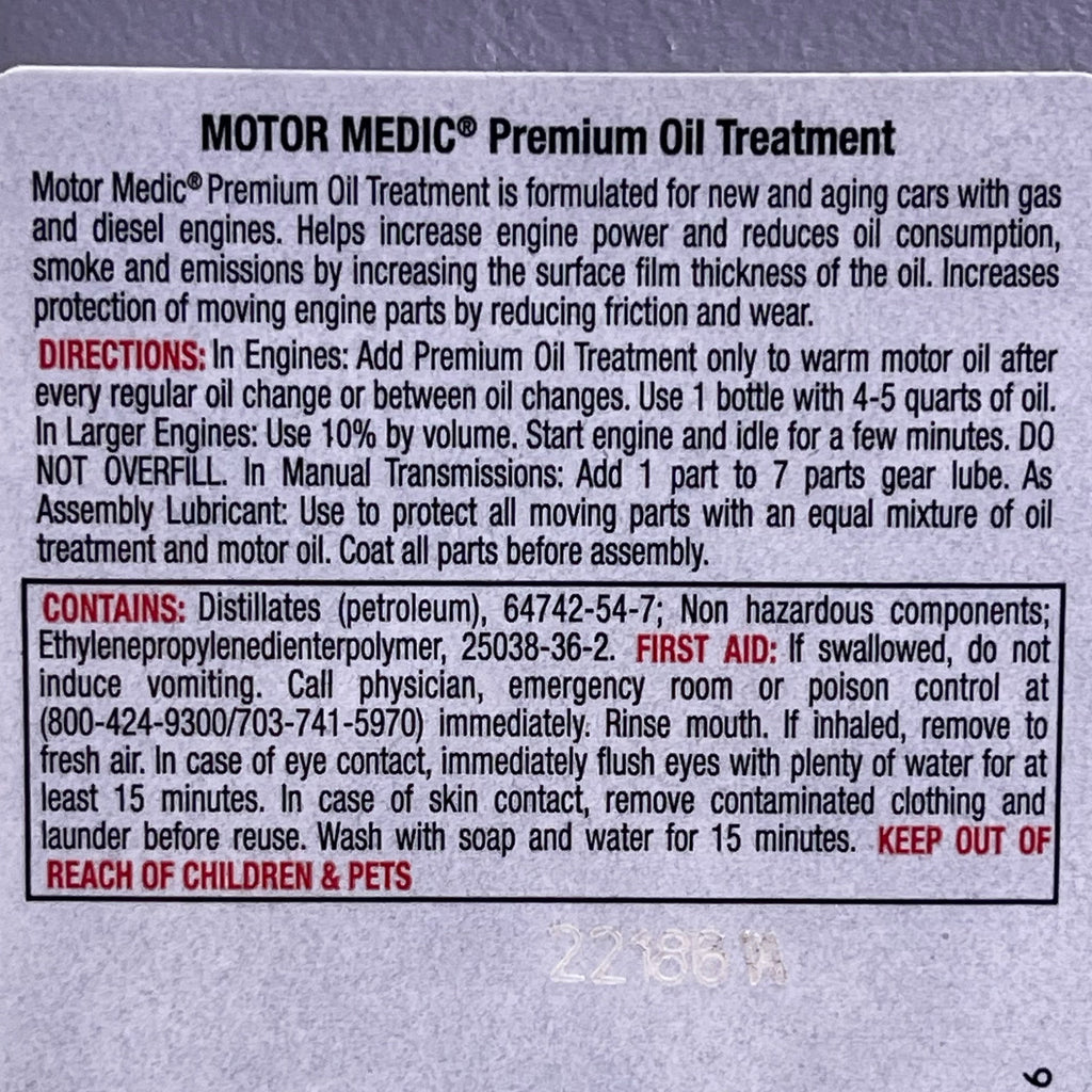 MOTOR MEDIC (12 PACK) Premium Oil Treatment 15 fl oz Grey M3215