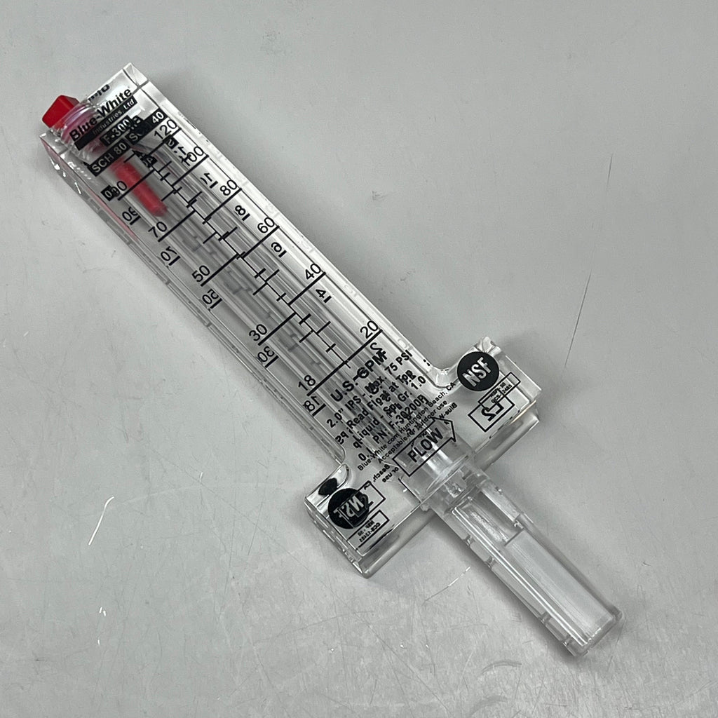 BLUE-WHITE Acrylic Flow Meter Stainless Steel Float Material 2.00" F302200P