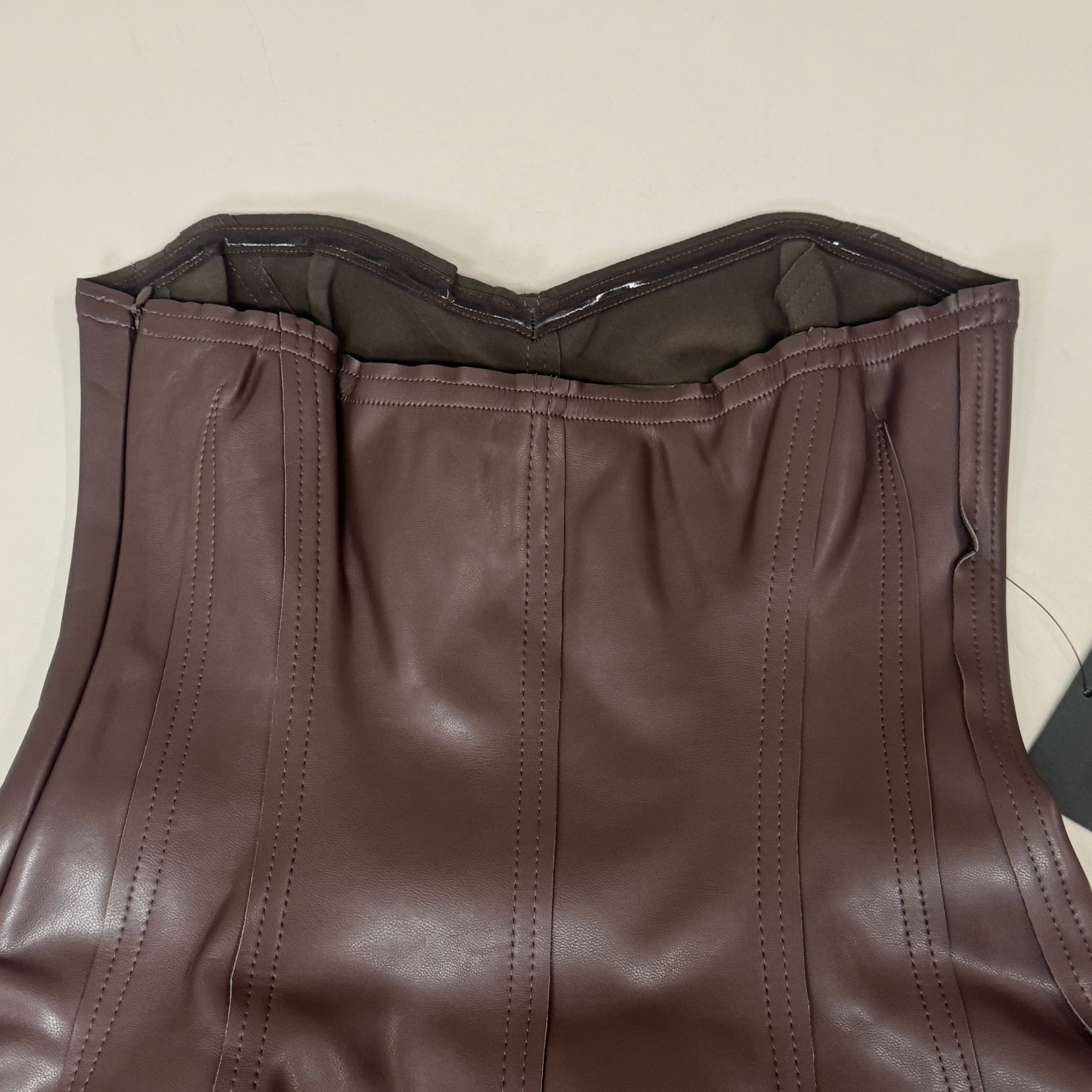 NORMA KAMALI Strapless Grace Mini Dress Unlined Women's Sz S/36 Chocolate