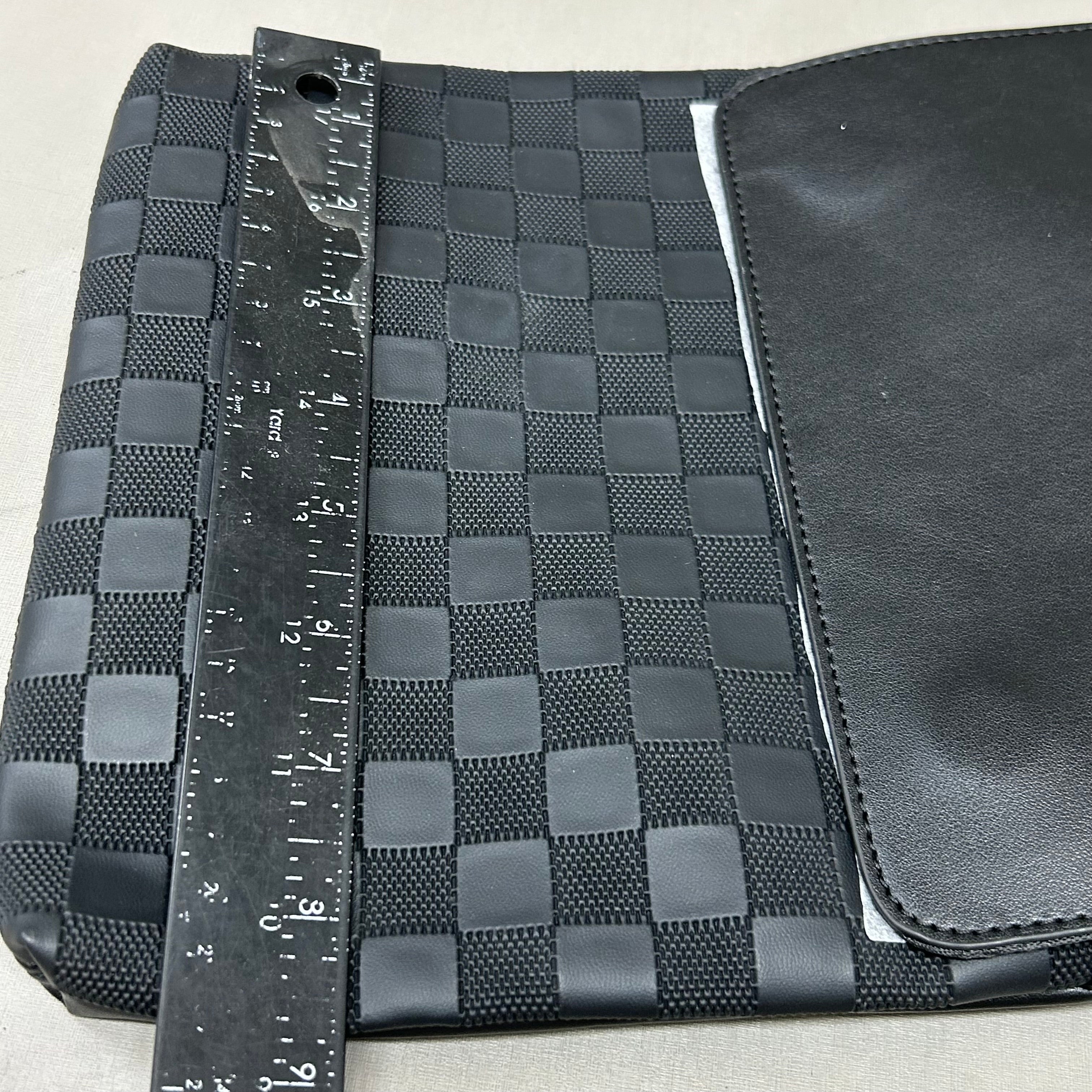FUMATORE Basket Weave Faux Leather Shoulder Strap Purse 11"x9" Black STRLTXTG-SQB-ST