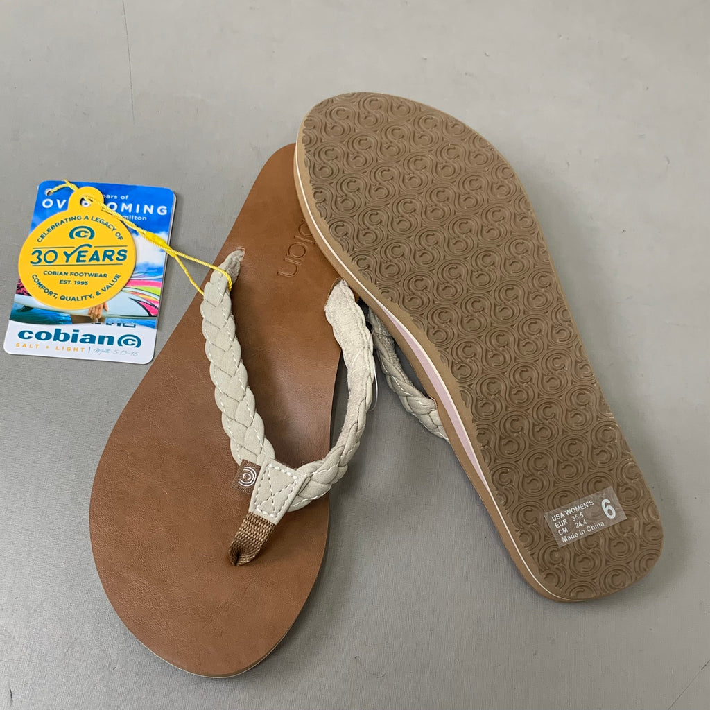 COBIAN Braided Pacifica Sandals Women's SZ 6, EU 35.5 Cream BBP23-110-6