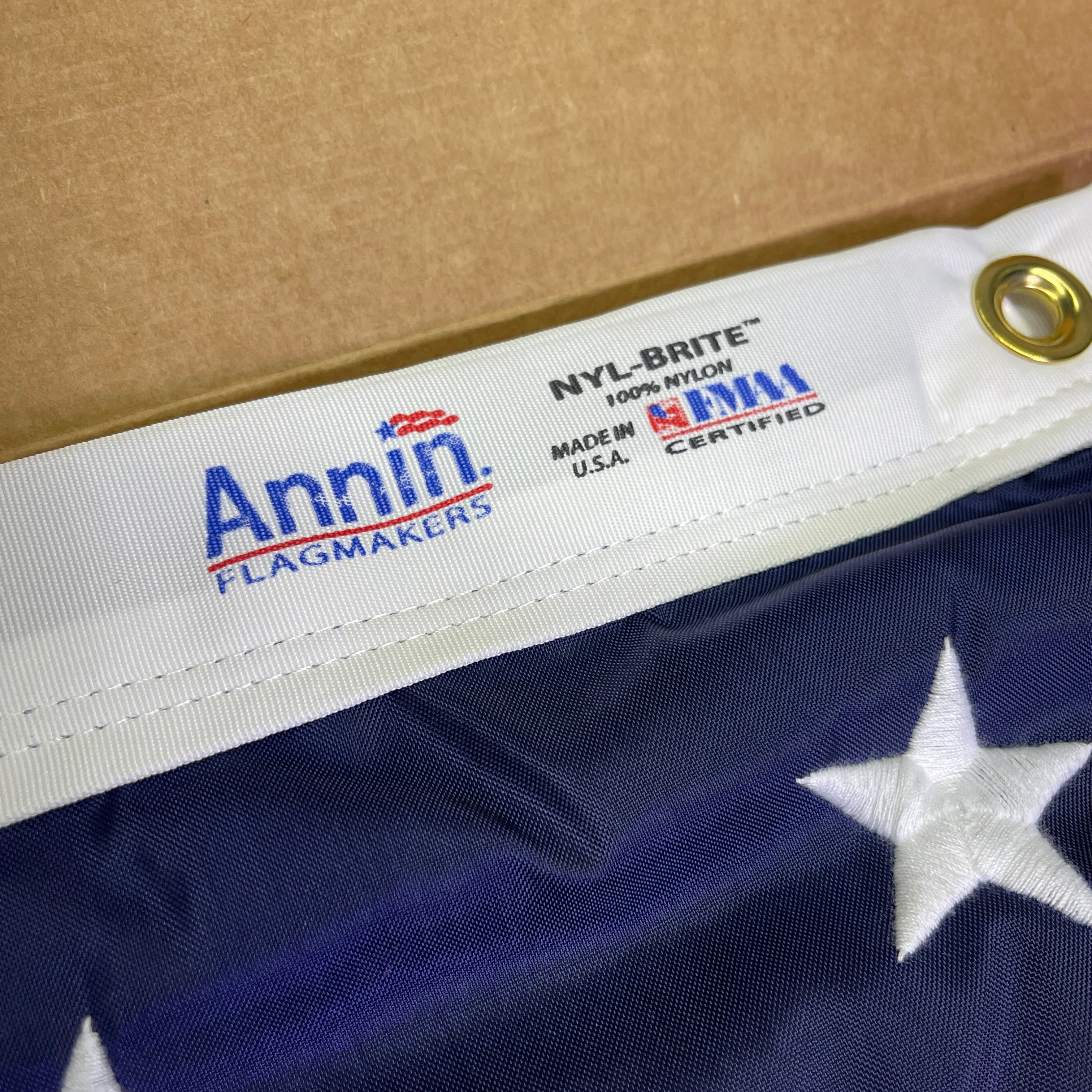 ANNIN American Flag USA Made Nylon UV Resistant 4'x 6' Red, White & Blue 3JN77