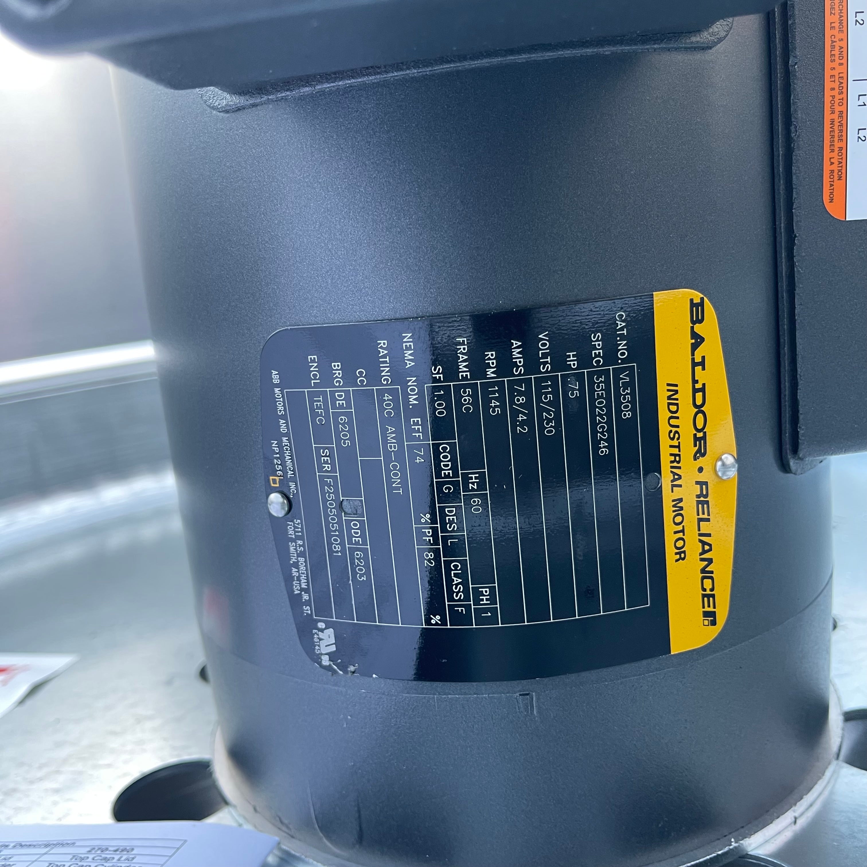 LOREN COOK Direct Drive Exhaust Fan 18" 3/4 HP 115 Volt 1 Phase 180W11D180ACW (New, Dented Top)