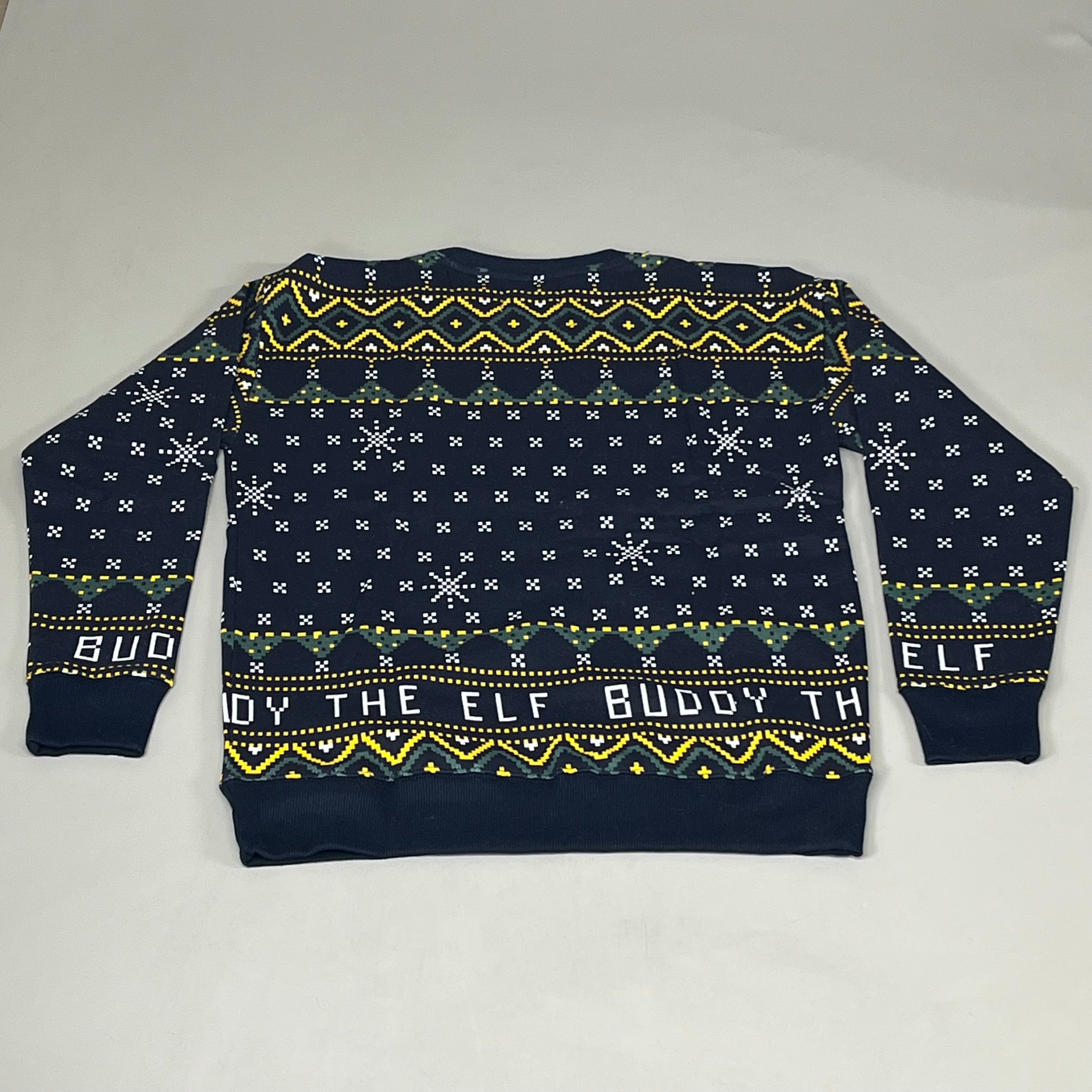 OLD NAVY Men's Christmas Holiday Buddy the Elf Crewneck Sweatshirt Sz
 XL Navy/Green 572579-00-1