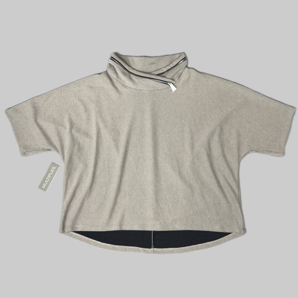 MULTIPLES Zippered Cowl Neck Top Petite Women's Sz PXL Stone M44802TP