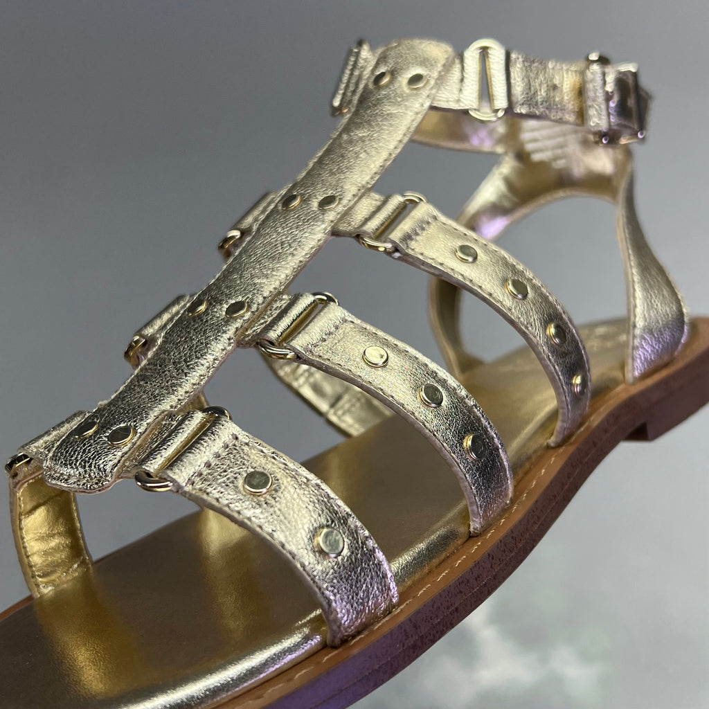 VINCE CAMUTO Leather Studded Gladiator Sandals Women's Sz 7.5M Egyptian Gold