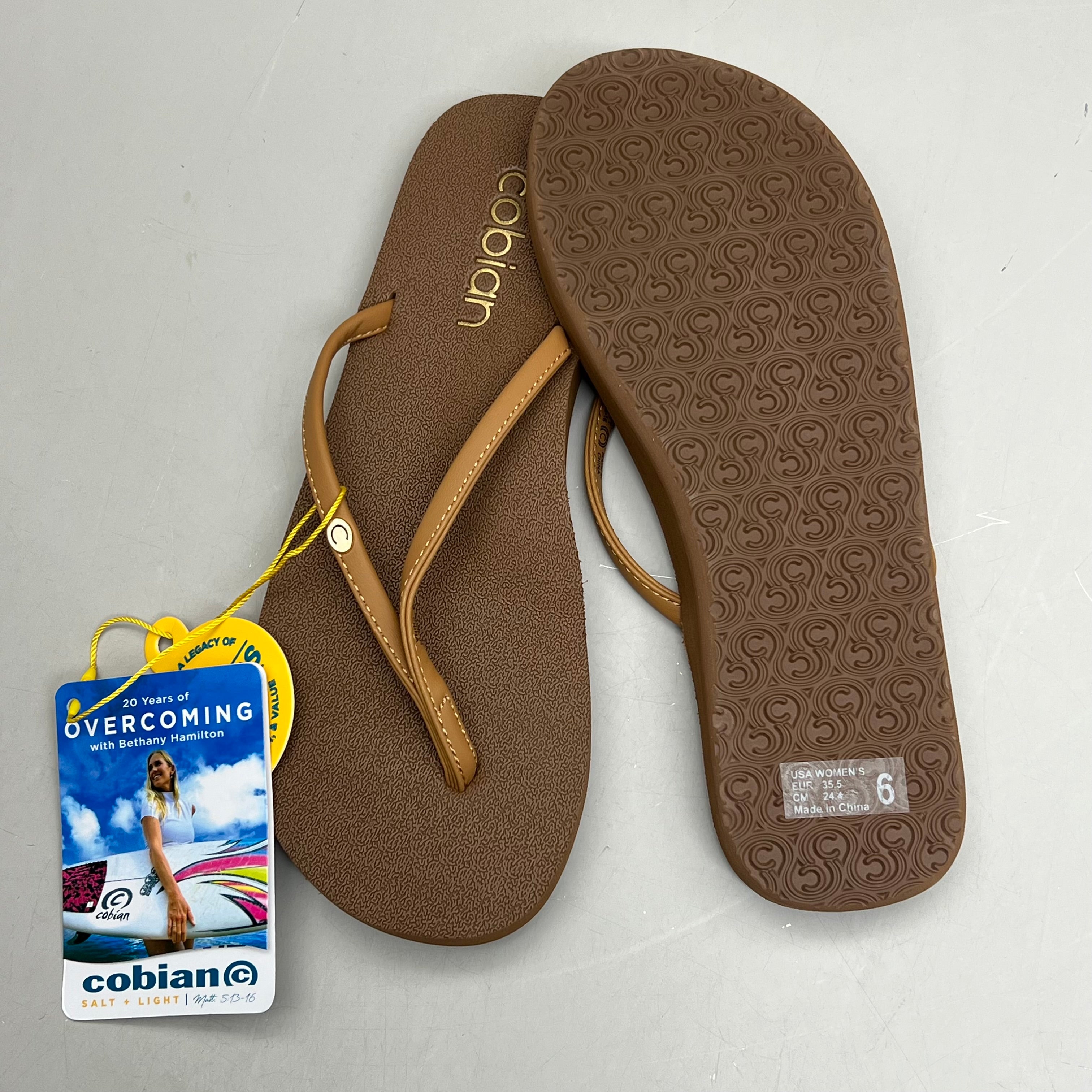 COBIAN Nia's Bounce 2 Synthetic Leather Sandals Women's Sz 6, EU 35.5 Tan NIA25-230-6