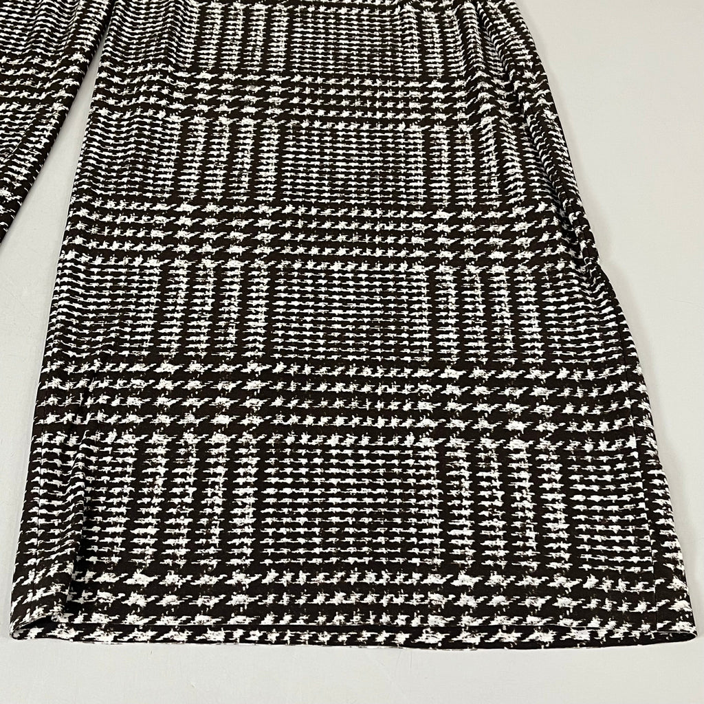 NORMA KAMALI High Waist Pleat Pant Women's Sz M/34 Chocolate Glenn Plaid Tweed