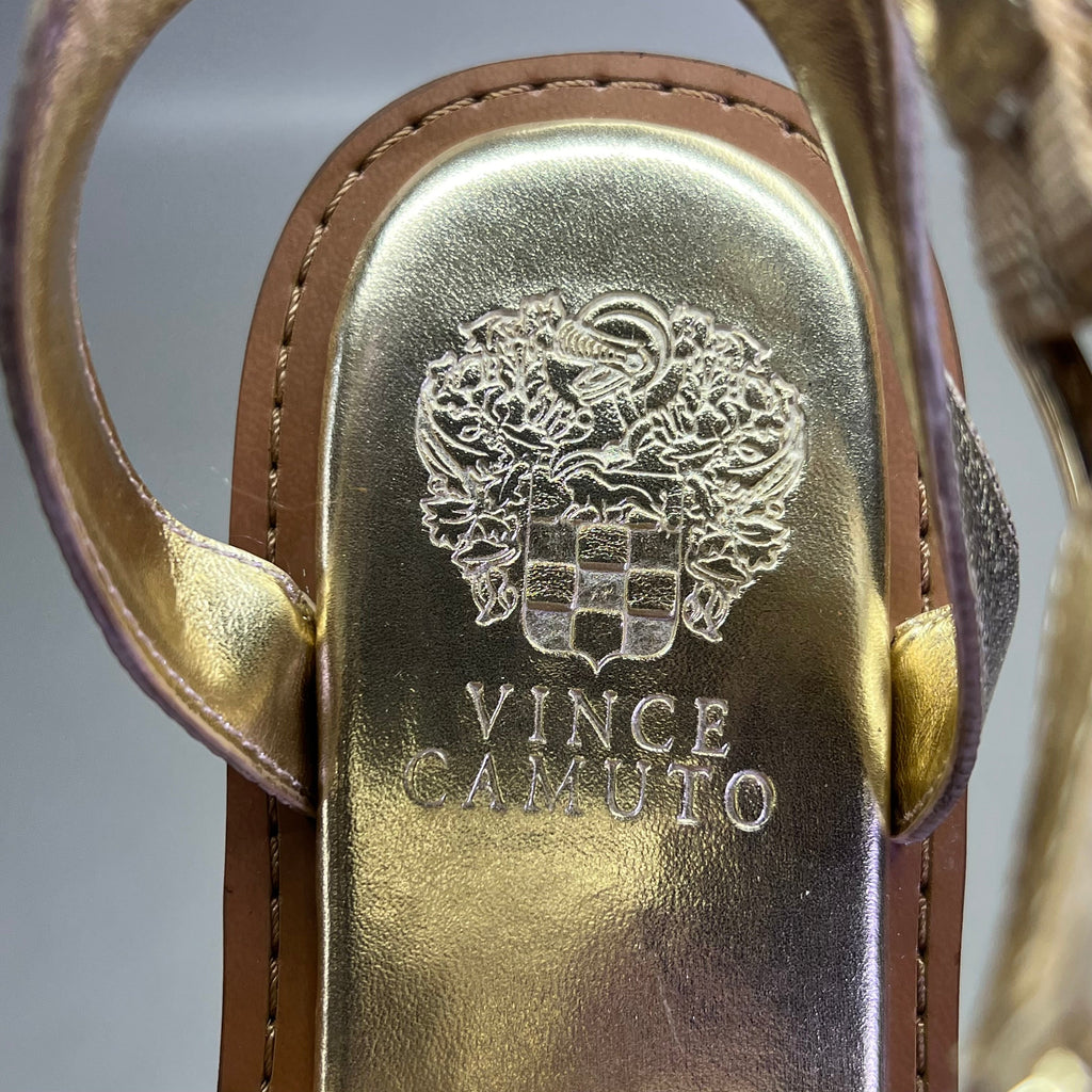 VINCE CAMUTO Leather Studded Gladiator Sandals Women's Sz 8.5M Egyptian Gold