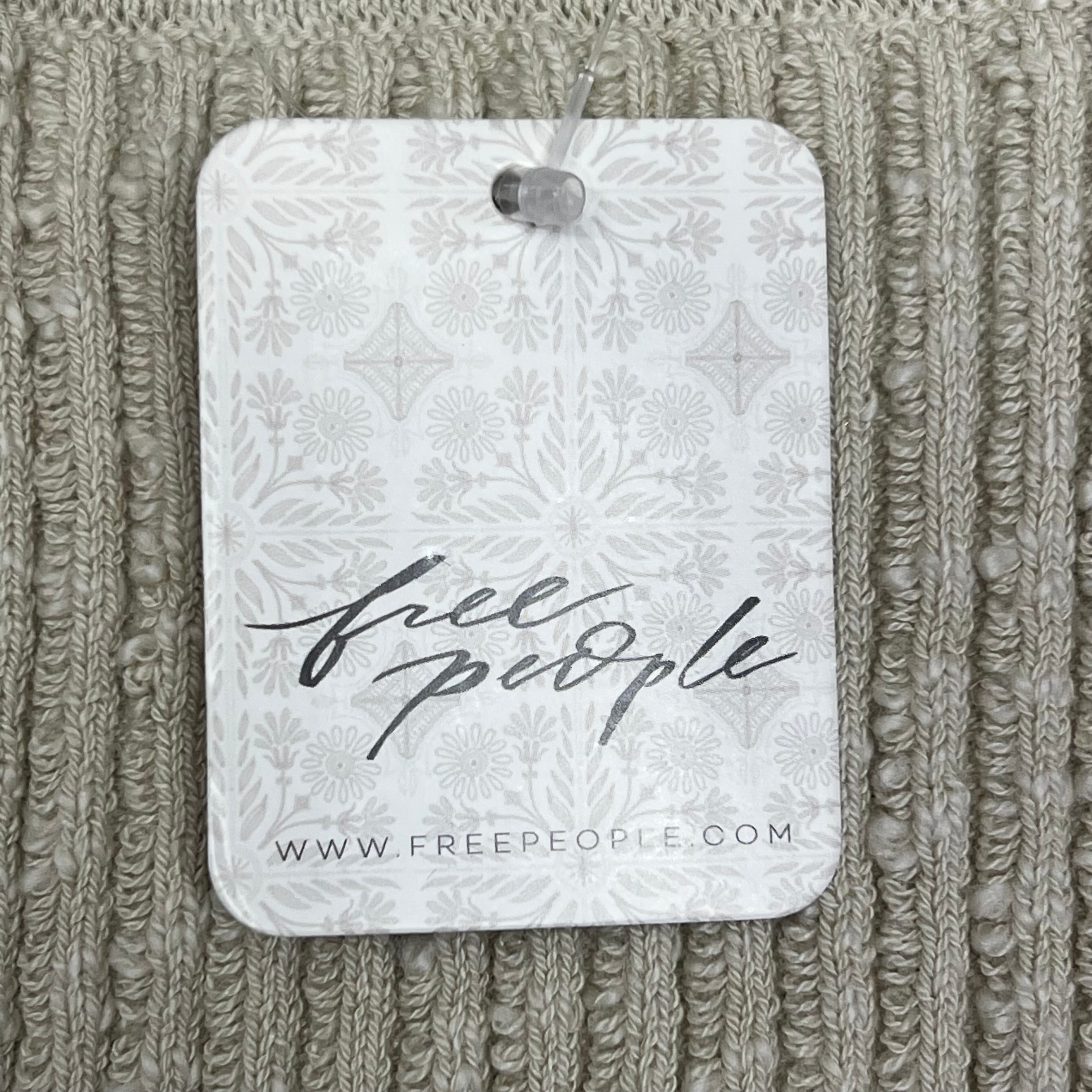 FREE PEOPLE Side Tie Lizzie Sweater Top Women's Sz L Summer Sand 97299119