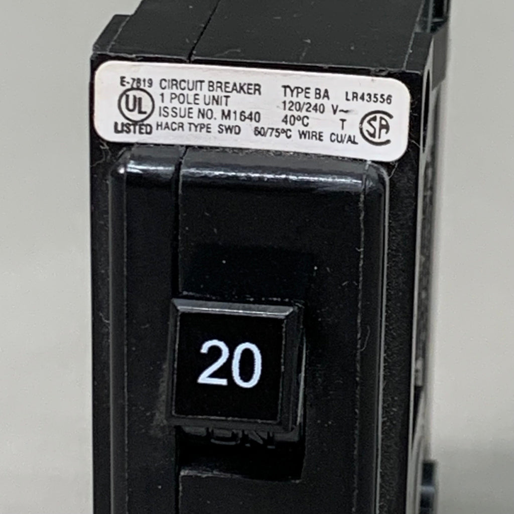 EATON (3 PACK!) BAB Miniature Circuit Breaker 20 3" x 3" Black 150306 AS-IS