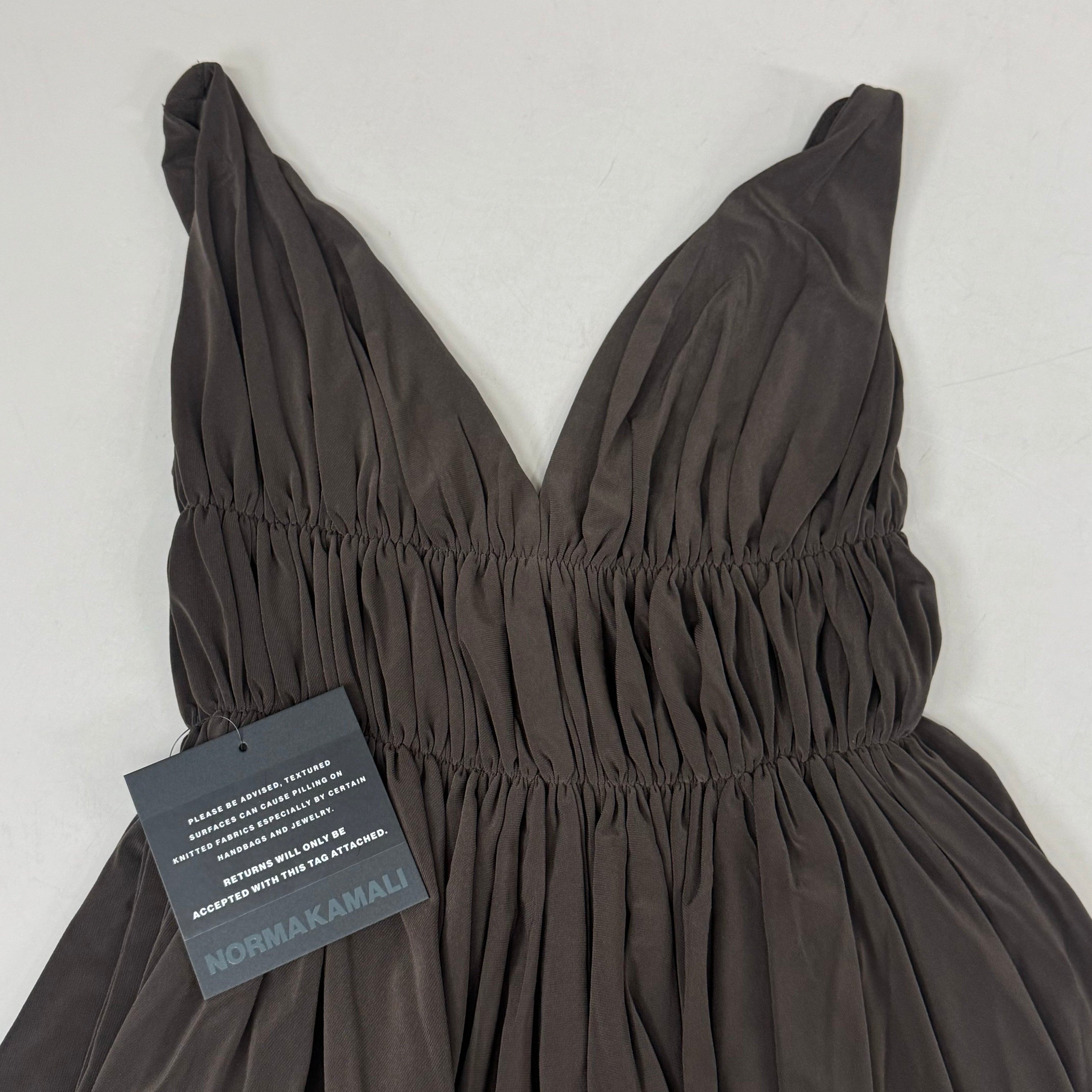 NORMA KAMALI Goddess Dress Unlined Women's Sz L/40 Chocolate KK3233PL292028