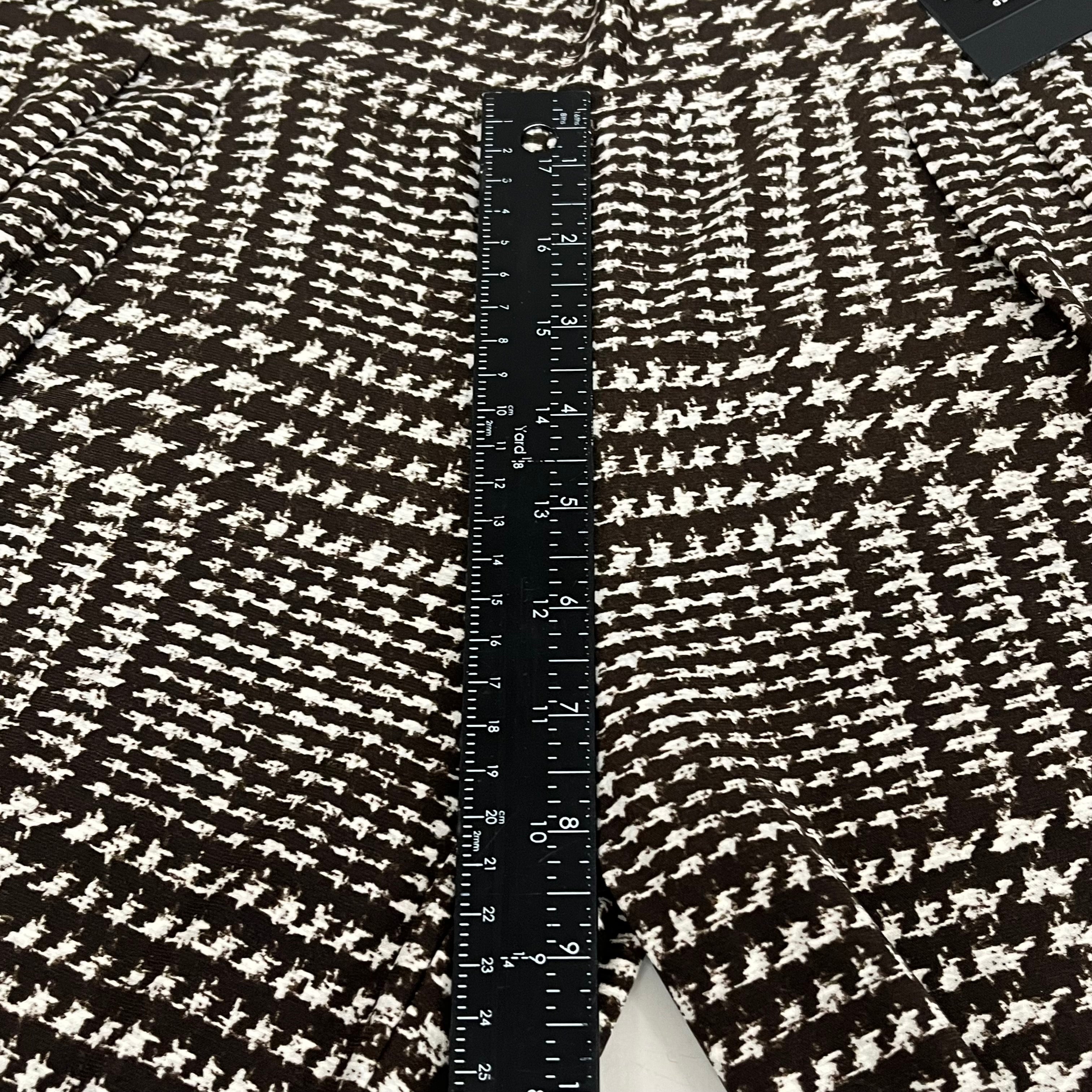 NORMA KAMALI High Waist Pleat Pant Women's Sz M/34 Chocolate Glenn Plaid Tweed