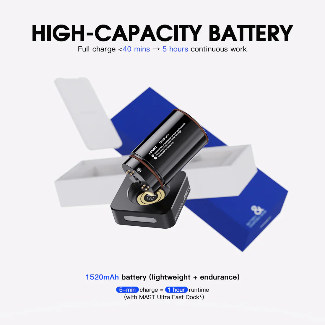 Original Battery&Charging Base for MAST Racer Pro Wireless Tattoo Pen Machine