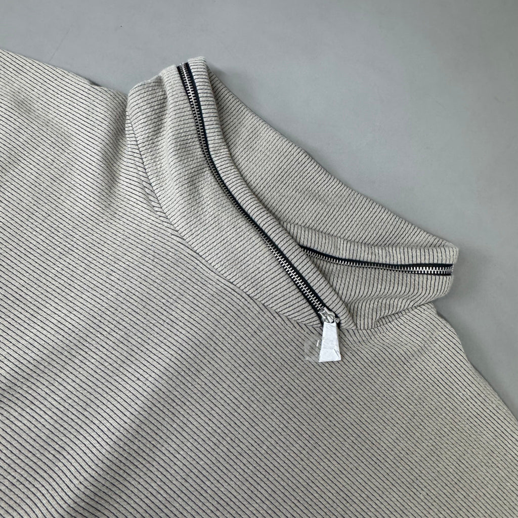 MULTIPLES Zippered Cowl Neck Top Petite Women's Sz PL Stone M44802TP