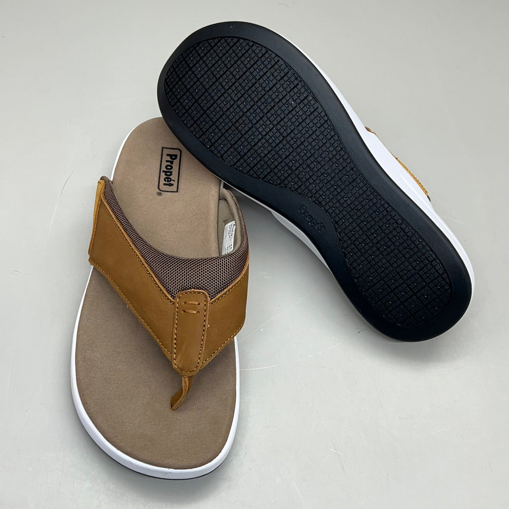 PROPET Easton Cushion Flip Flop Sandal Leather Men's Sz 9.5 XX(5E) Tan MSV011P