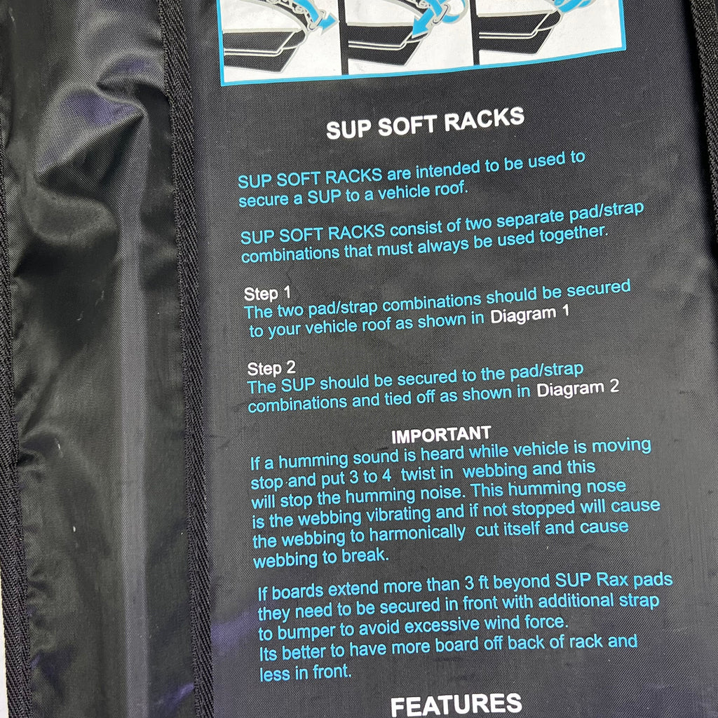 BLOCK SURF (SET OF 2) SUP / Longboard Soft Rack 33"x4.5" Black RABLS0SUPLB33KK
