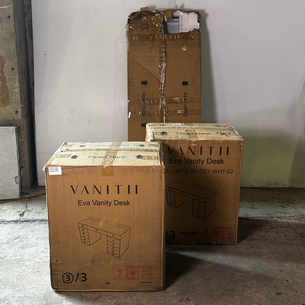 VANITTI Makeup Vanity Desk With 13 Storage Drawers 60"L x 21.66"W x 31.9"H White VNT-EVA-C01-WHT-02 (New Other, Minor Damage)