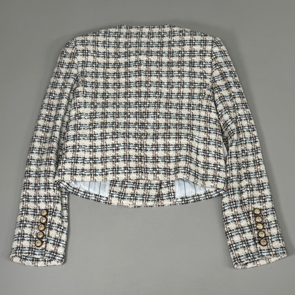 VERONICA BEARD Bentley Tweed Jacket Sz-0 Ivory/Camel 2406TW6810474