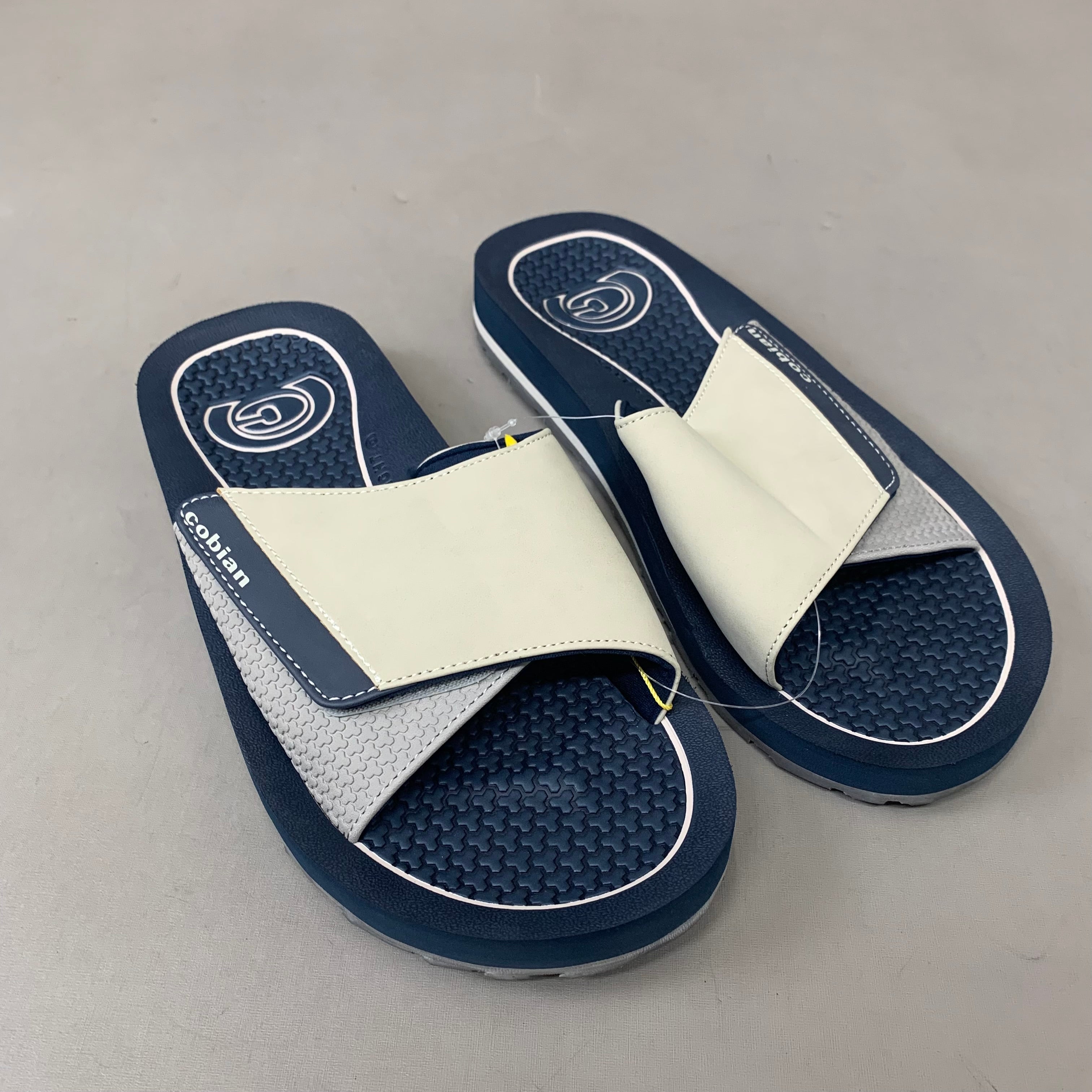 COBIAN DRT Synthetic Leather Strap Slide Sandals Men's Sz 8, 40 EU Navy DRS24-410-8