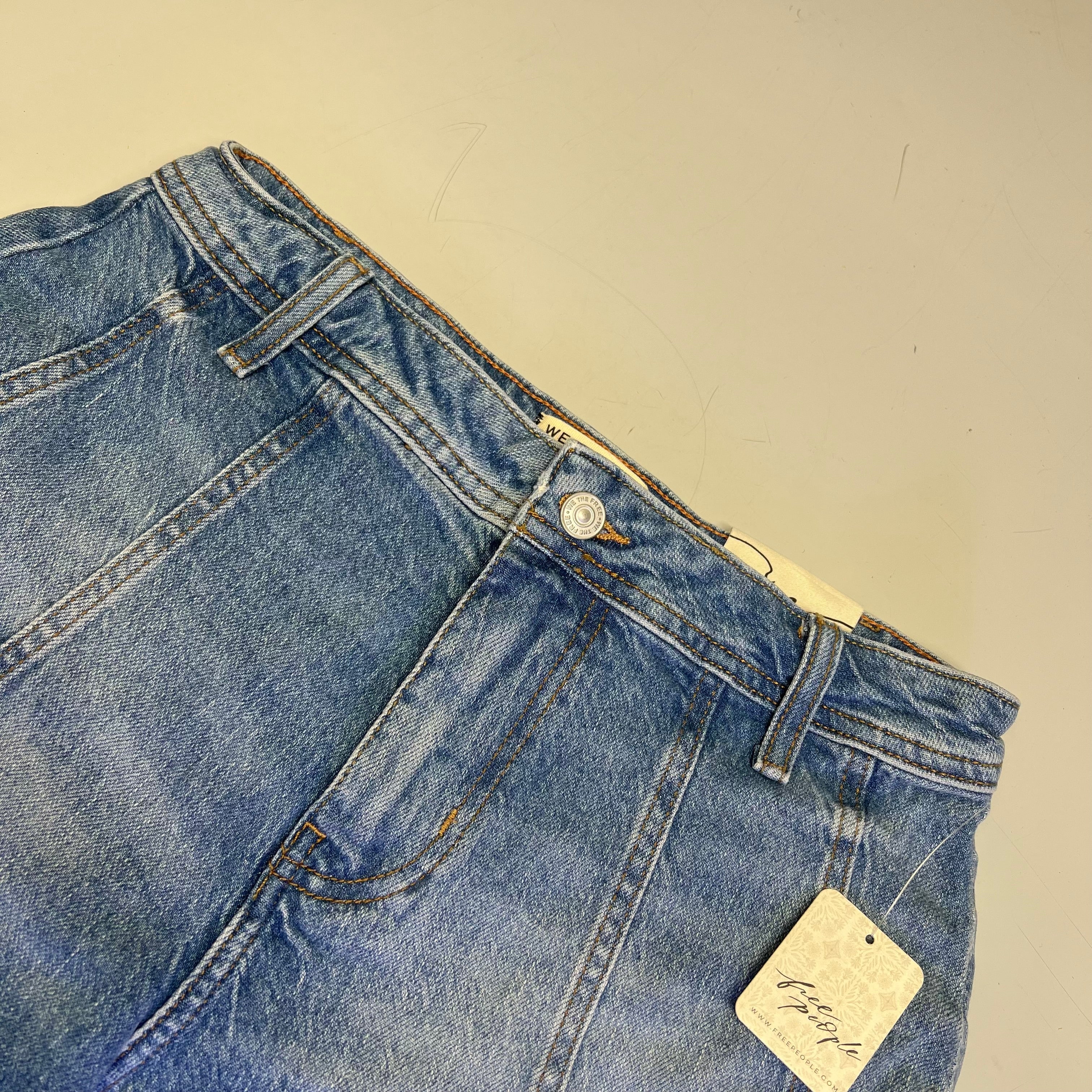 FREE PEOPLE CRVY Mona High-Rise Shorts  Women's Sz 31 Power Trip Blue 89248835