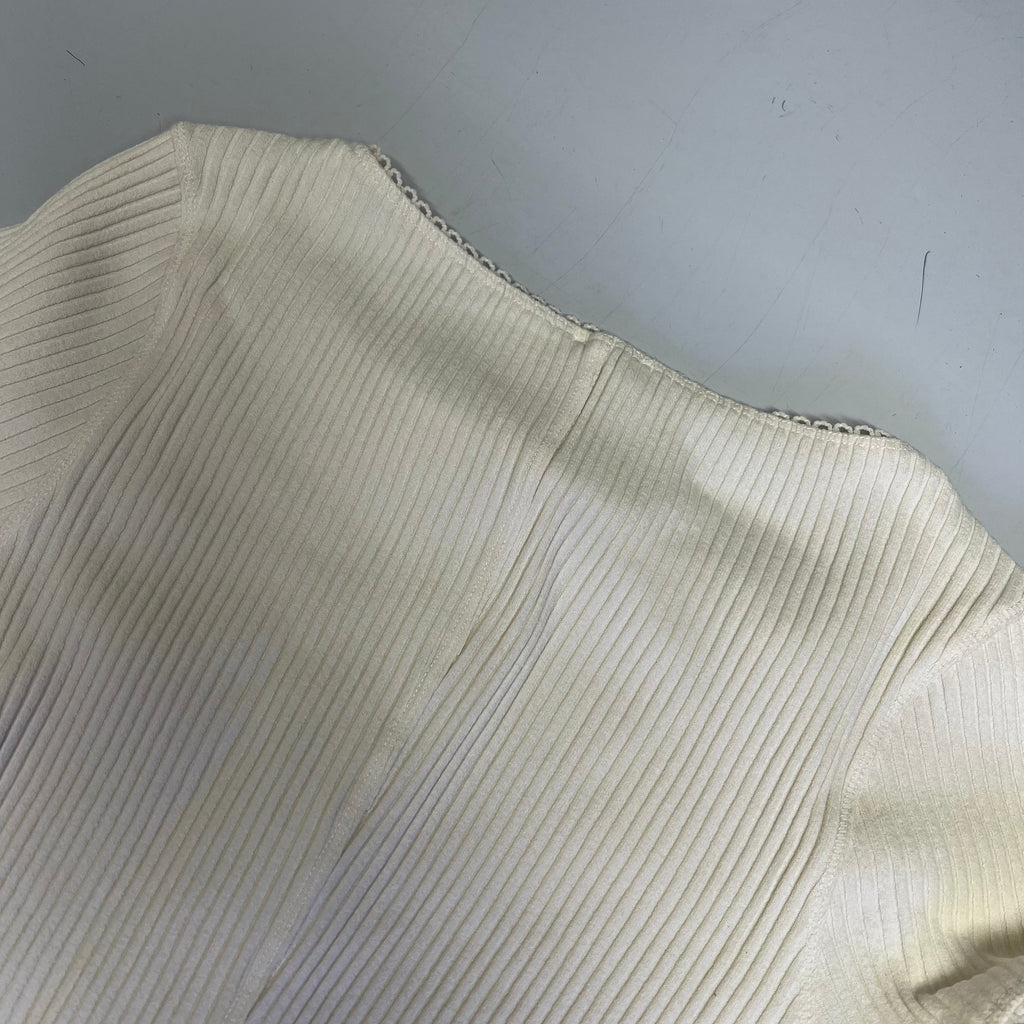 FREE PEOPLE Ribbed Cap Sleeve Most Wanted Cardi Women's Sz M Ivory 92736032