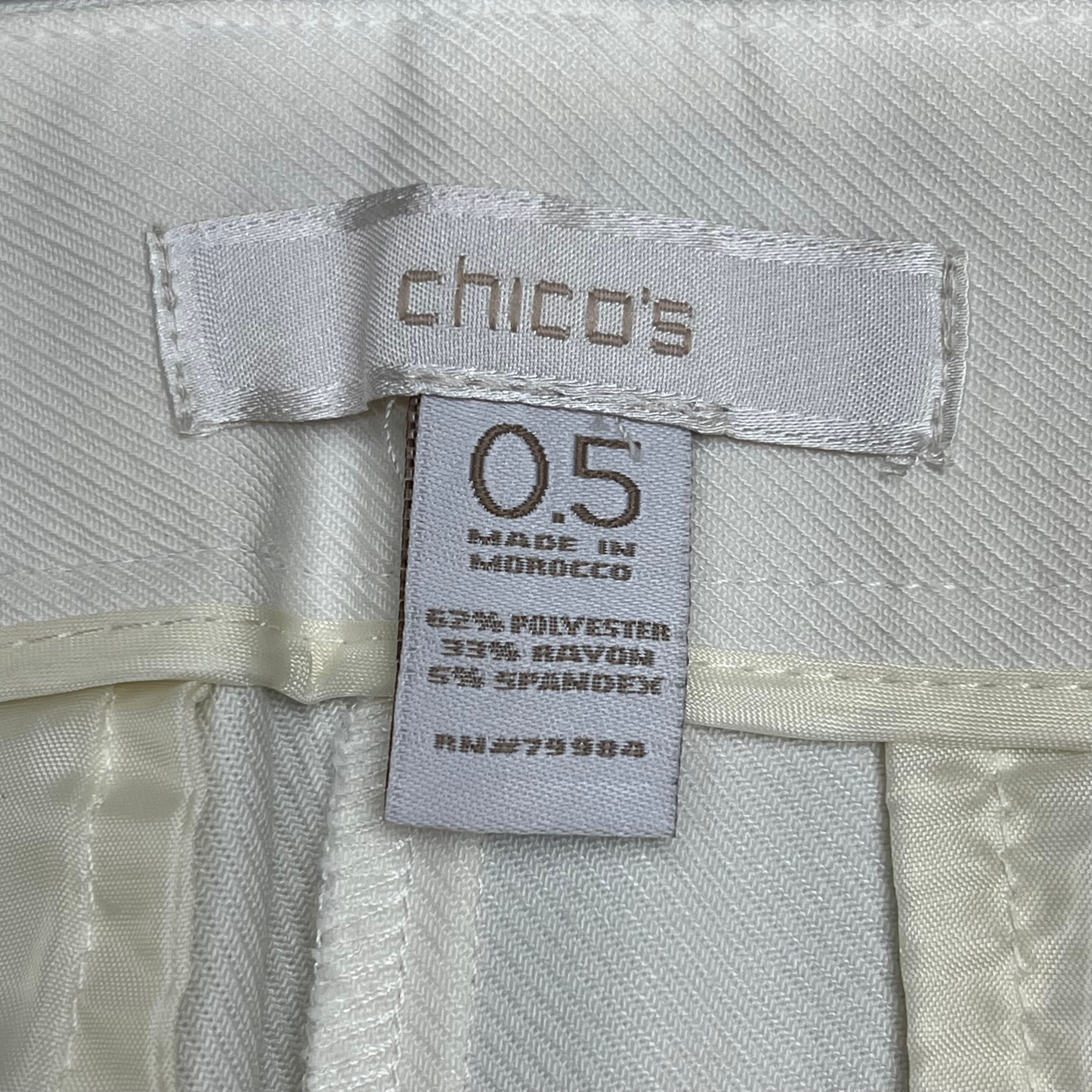 CHICOS Lightweight Straight Wide Leg Pants Women's Sz 0.5 White/Crème