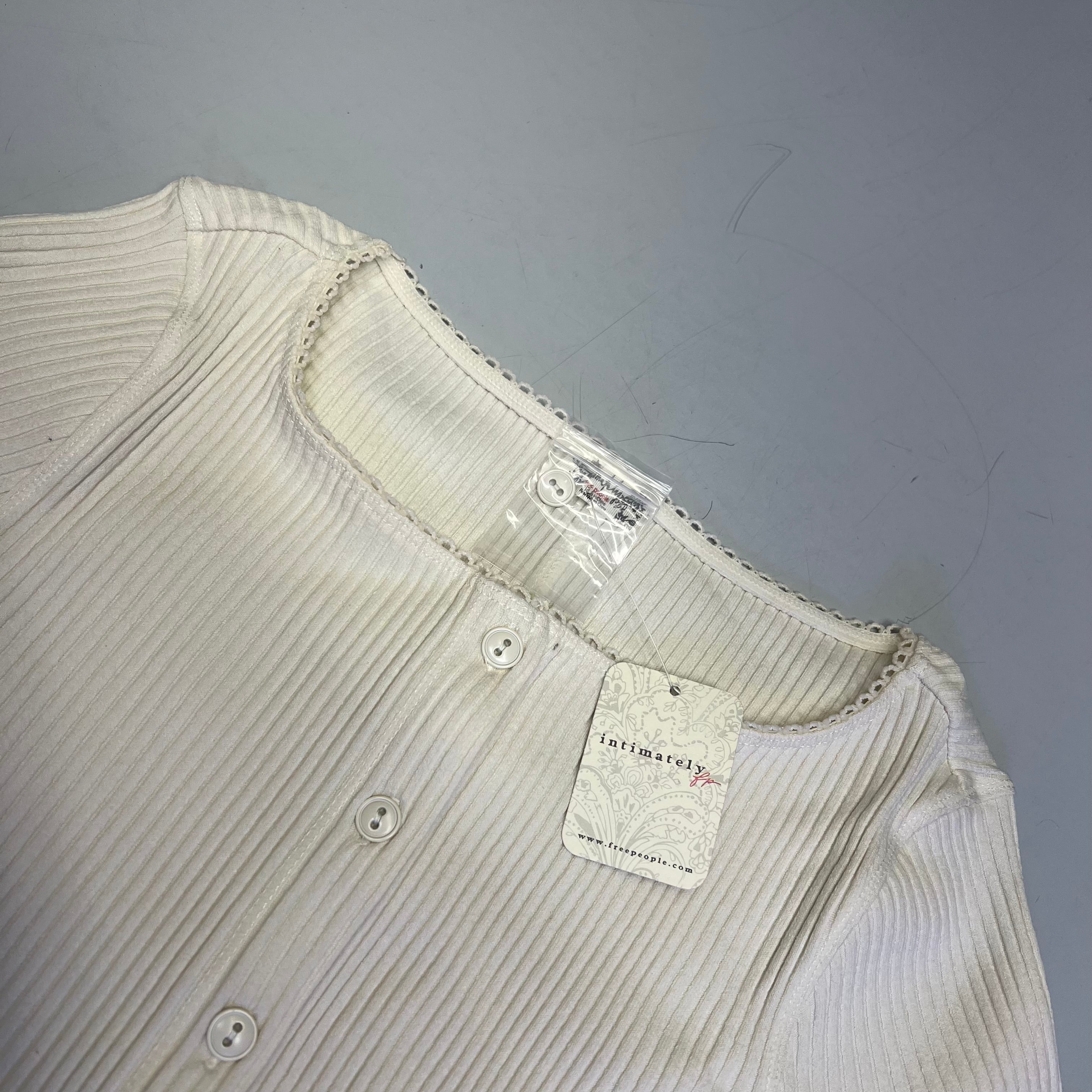 FREE PEOPLE Ribbed Cap Sleeve Most Wanted Cardi Women's Sz S Ivory 92736032