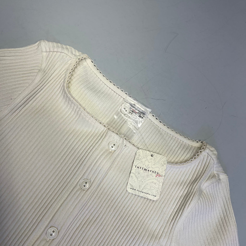 FREE PEOPLE Ribbed Cap Sleeve Most Wanted Cardi Women's Sz XS Ivory 92736032