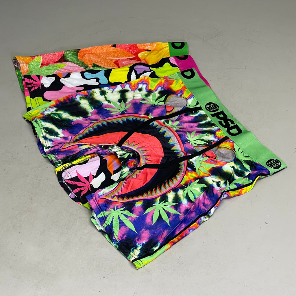 PSD (3 PACK) Neon Cannabis Men's Boxer Briefs Large NEON CANNABIS