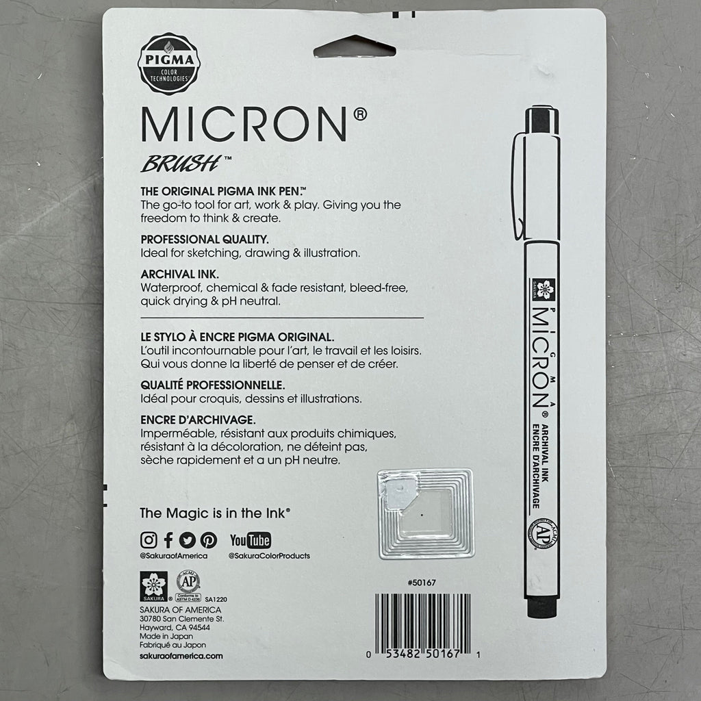 SAKURA (3-PACK) Pigma Micron Pens & Brush 0.25mm, 0.45mm, 0.60mm Gray 50167