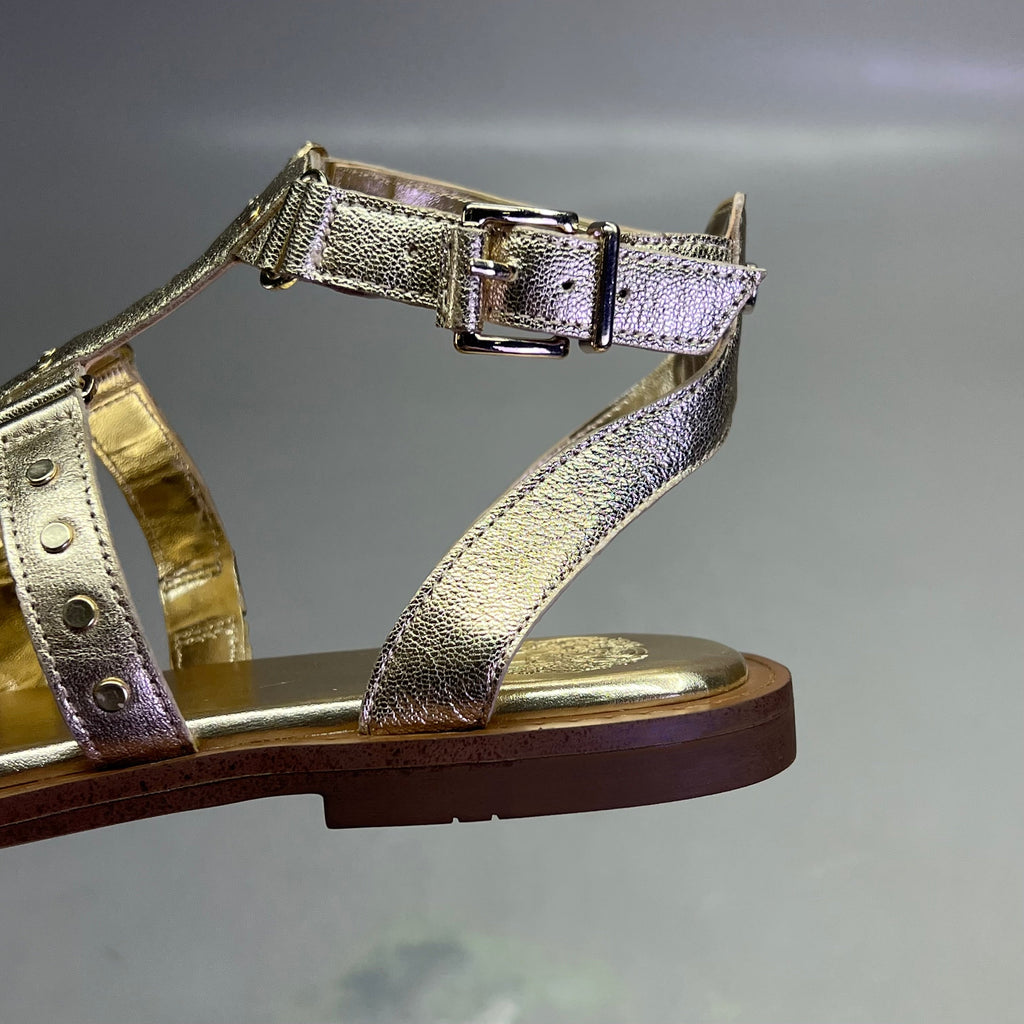 VINCE CAMUTO Leather Studded Gladiator Sandals Women's Sz 8.5M Egyptian Gold