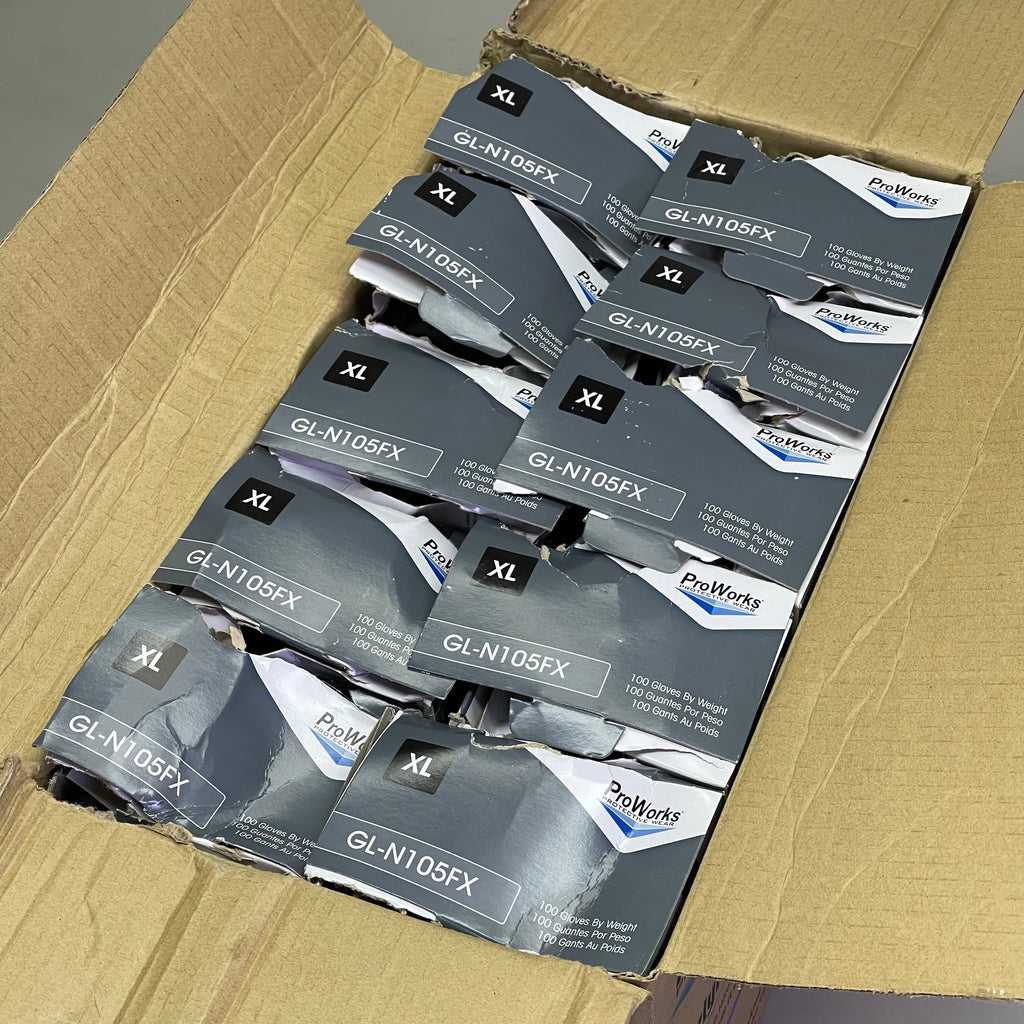 PROWORKS (1000 PACK) GrizzlyNite Powder Free Nitrile Examination Gloves XL Black GL-N105FX