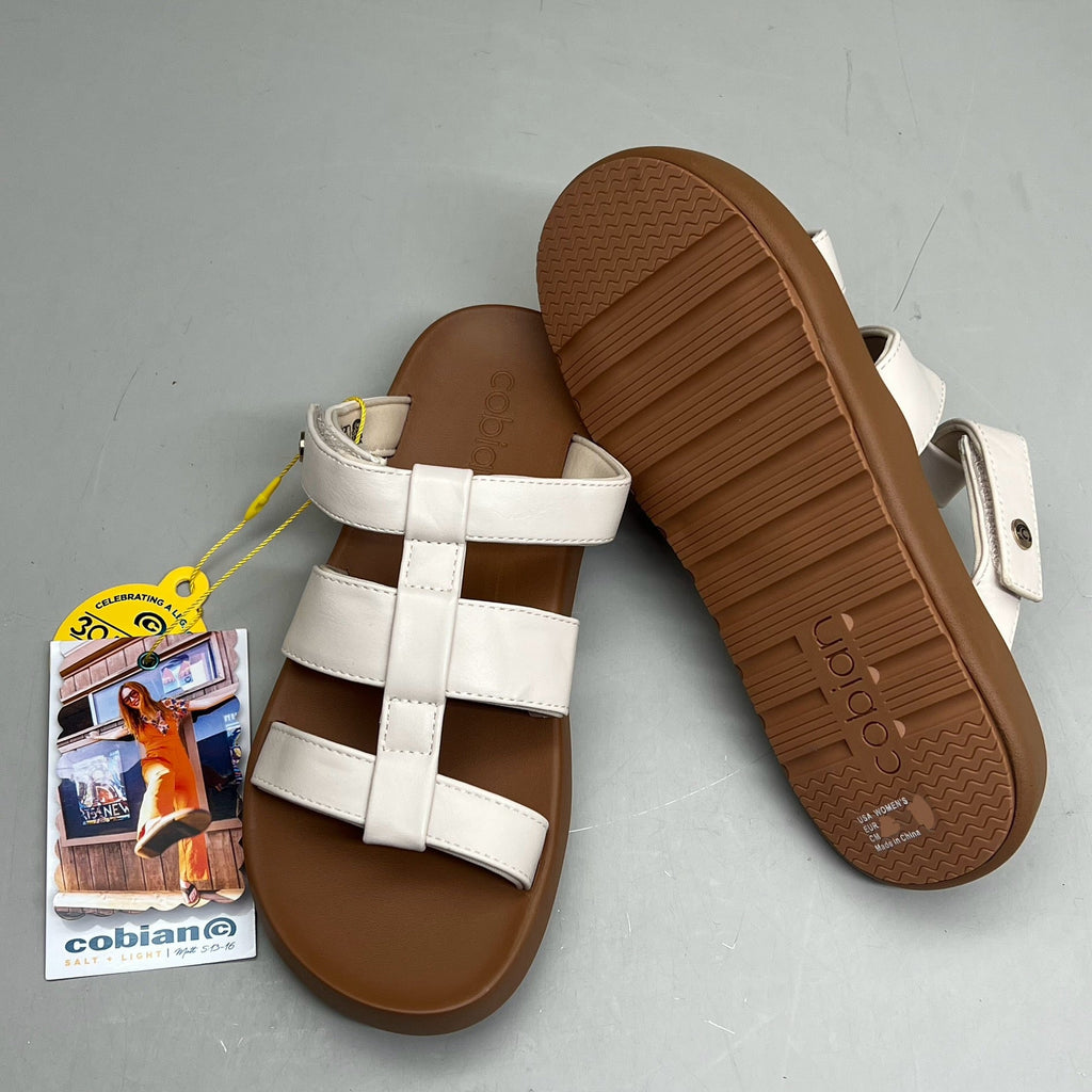 COBIAN Amalfi Synthetic Leather W/ Microfiber Lining Sandals Women's Sz 6, 35.5 EU Cream AMA25-110-6